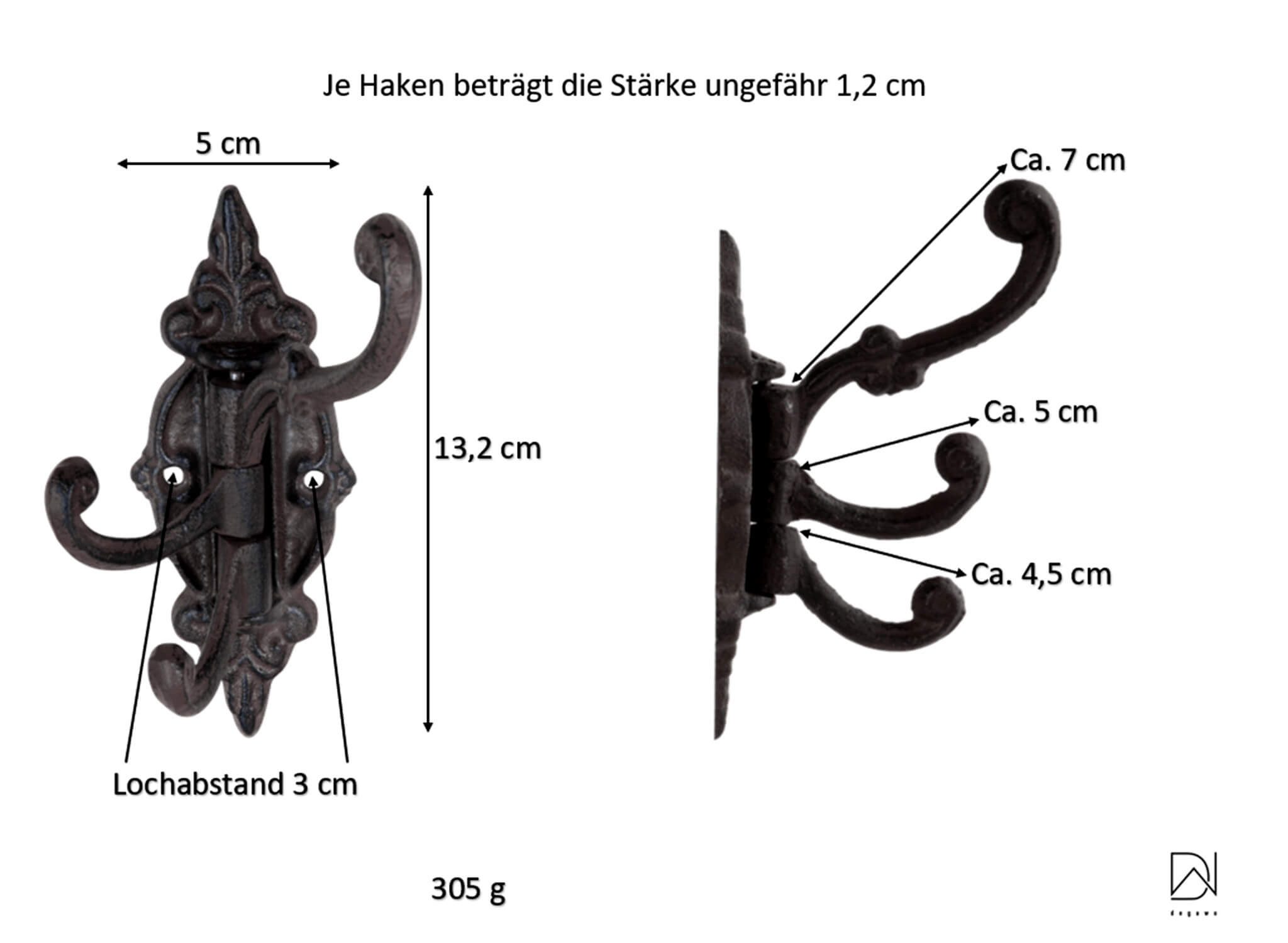 Dekowunder Wandhaken 10er Set drehbare Garderobenhaken aus Gusseisen Antik Schwarz Braun, (10 x Garderobenhaken)