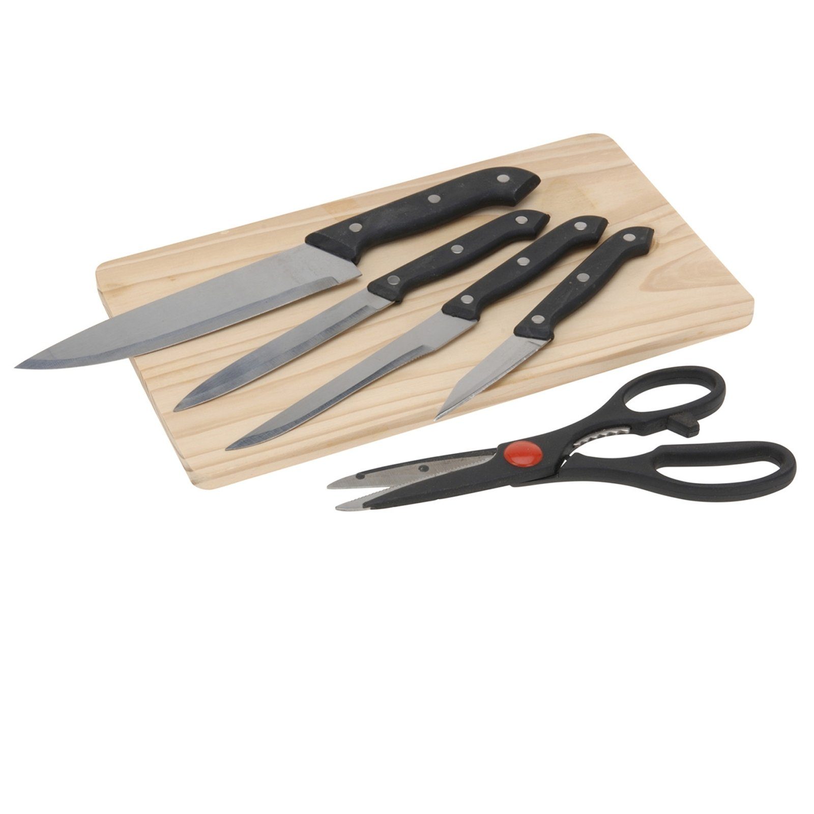 Neuetischkultur Kochmesser Messerset mit Schere und Brett 6 Teile | Kochmesser
