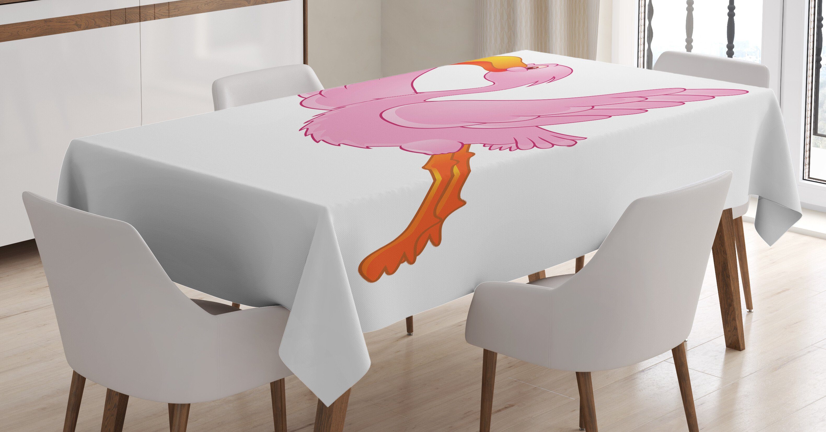 Abakuhaus Tischdecke Farbfest Waschbar Für den Außen Bereich geeignet Klare Farben, Orange und Rosa exotische Flamingo