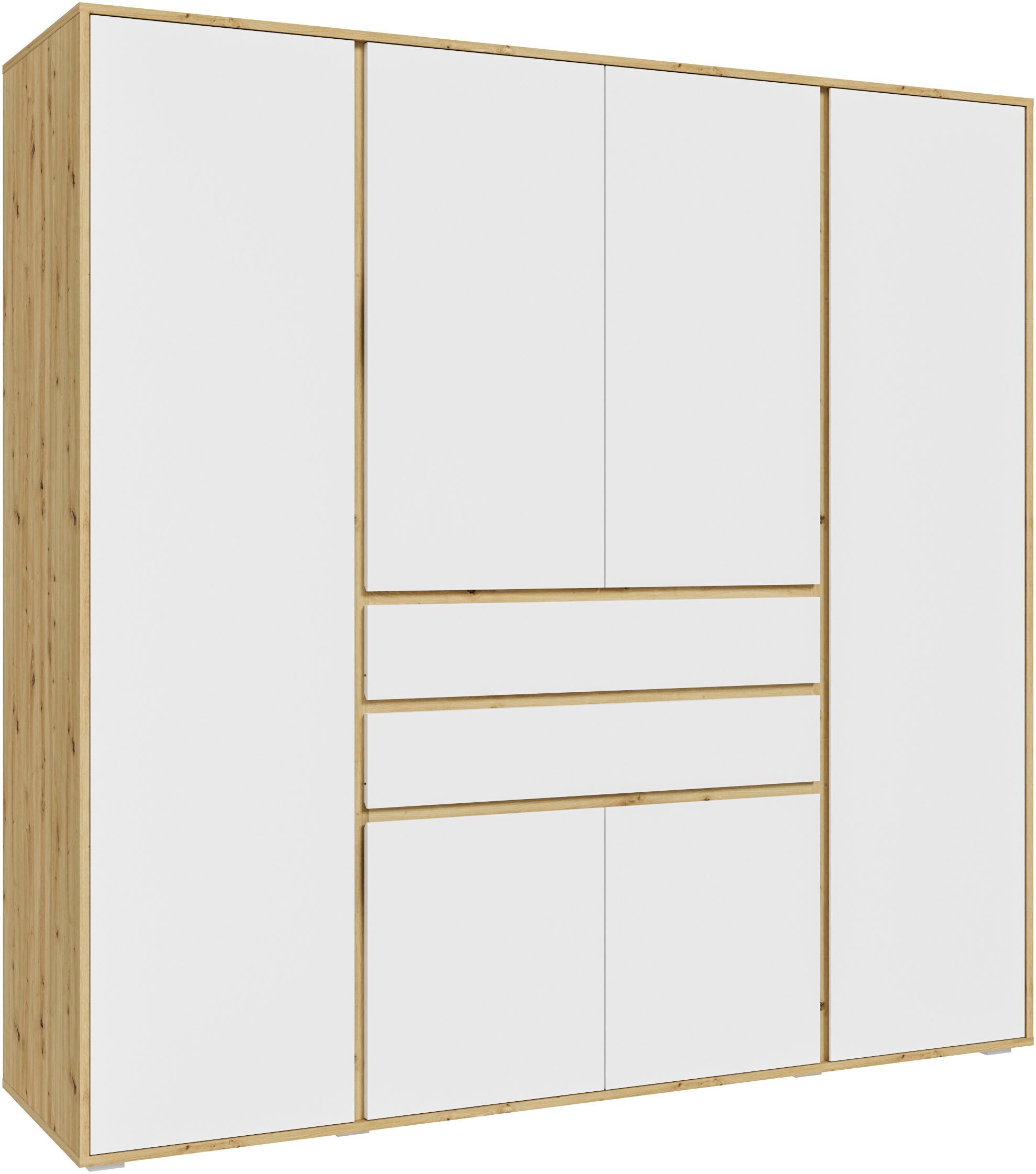 Home affaire Kleiderschrank NULA, Schlafzimmerschrank, Garderobe, Schrank (1-St., in verschiedenen Ausführungen und Farben erhältlich) 6 Türen, 2 Schubkästen, 1 E-Boden, 6 K-Böden, 1 Kleiderstange