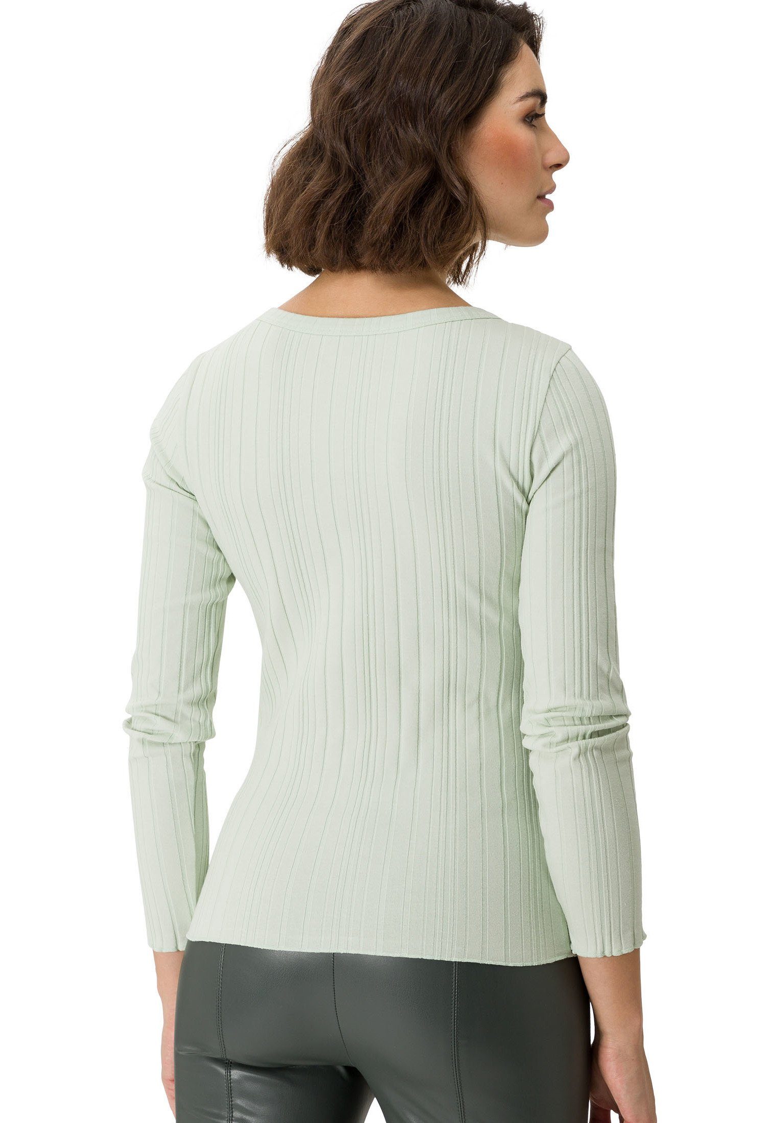 Zero T-Shirt mit Details Plain/ohne Green (1-tlg) Rundhalsausschnitt Lily