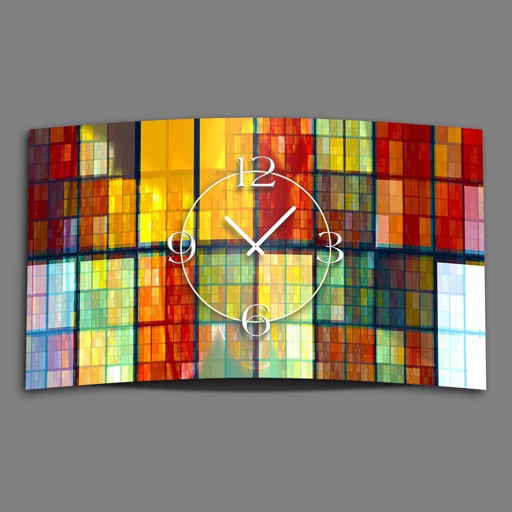 Designer aus Alu-Dibond) Wanduhren bunt mosaik 3D-Optik dixtime Wanduhr modernes Wanduhr Design Abstrakt (Einzigartige leise 4mm