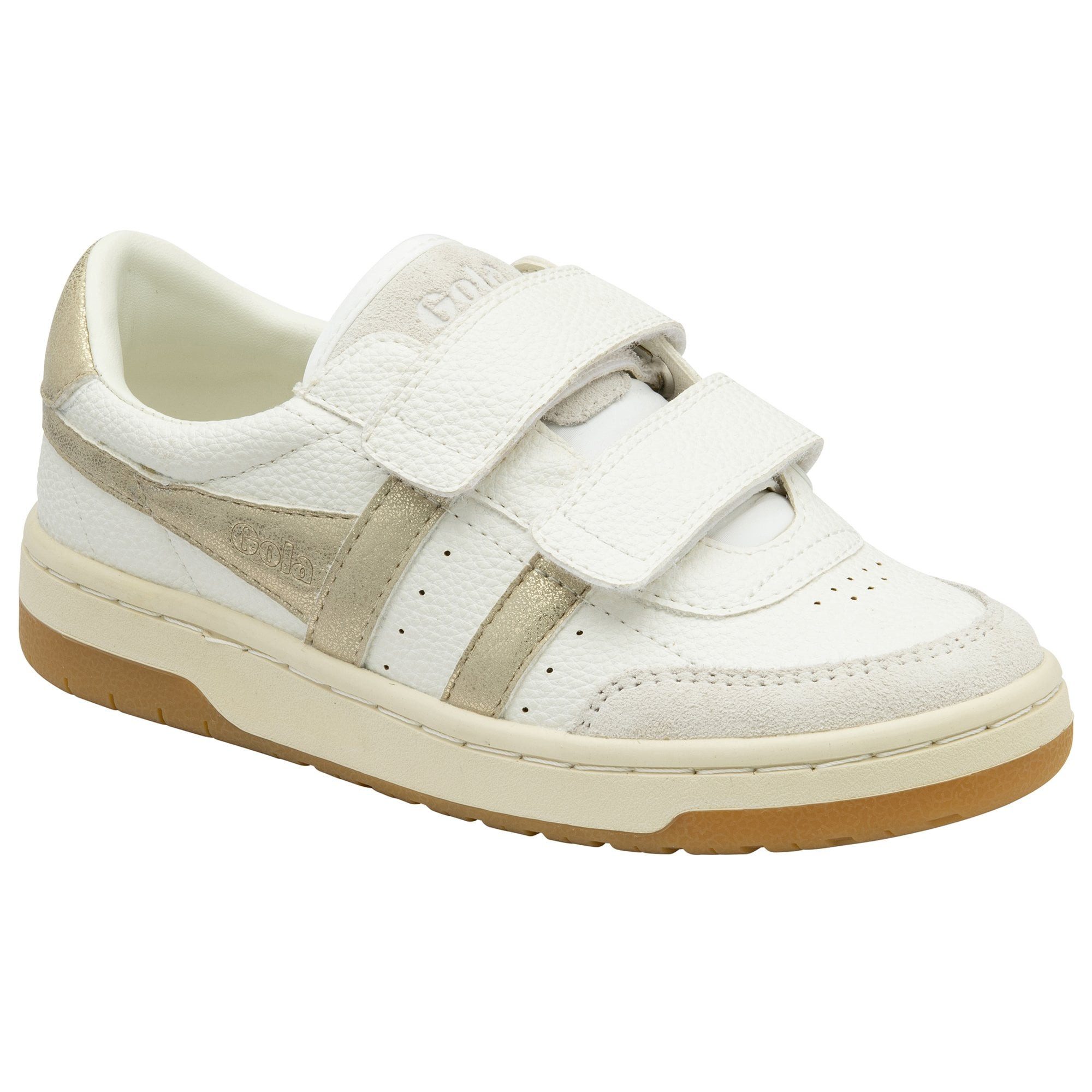 Gola Falcon Mirror 2025 (PU,Klettverschluss) weiss/gold Kinder Sneaker