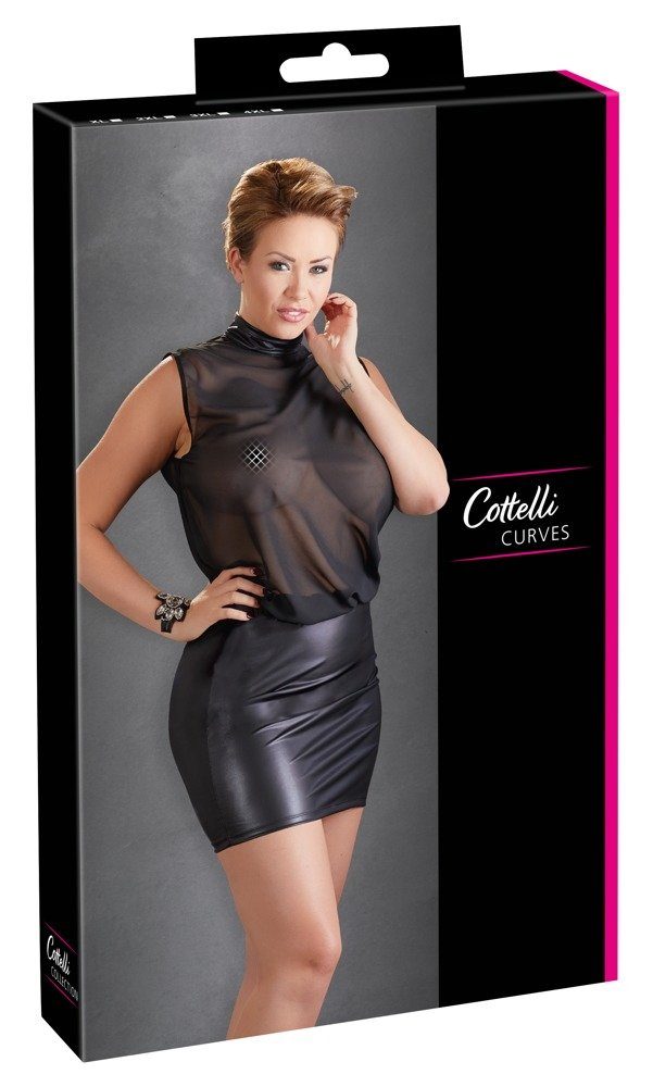 Cottelli Collection Cottelli CURVES Minikleid Cottelli CURVES - Kleid transparent schwarz - (2XL,3XL,4XL,XL)