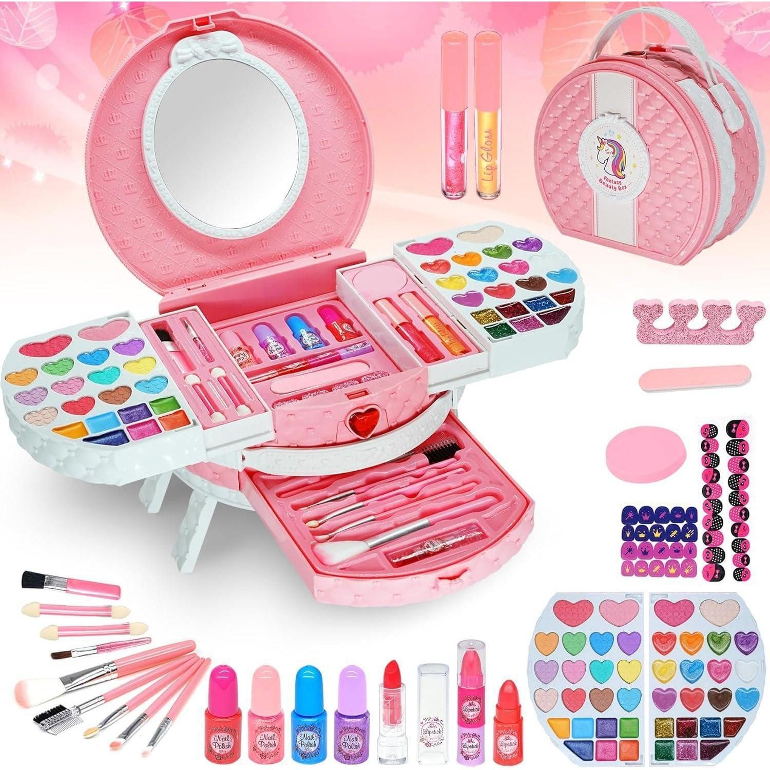 Theaterschminke Kinderschminke Set 66pcs Pink und weiß Kinder Make-up Spielzeug