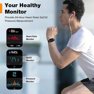 Fitpolo Smartwatch (1,3 Zoll, Android iOS), Fitness Tracker Uhr Touchscreen Android iOS Stoppuhr Fitness Armband