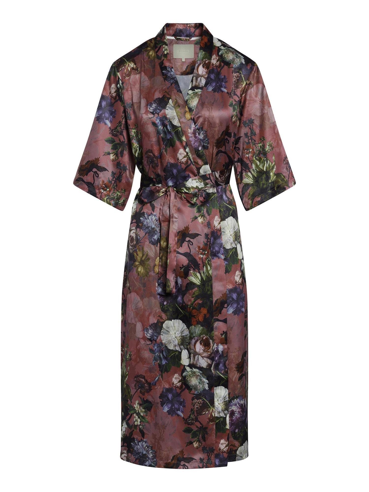 Essenza Kimono Ilona Karli, Langform, Polyester, Kimono-Kragen, Gürtel, mit Blumenprint magnolia pink