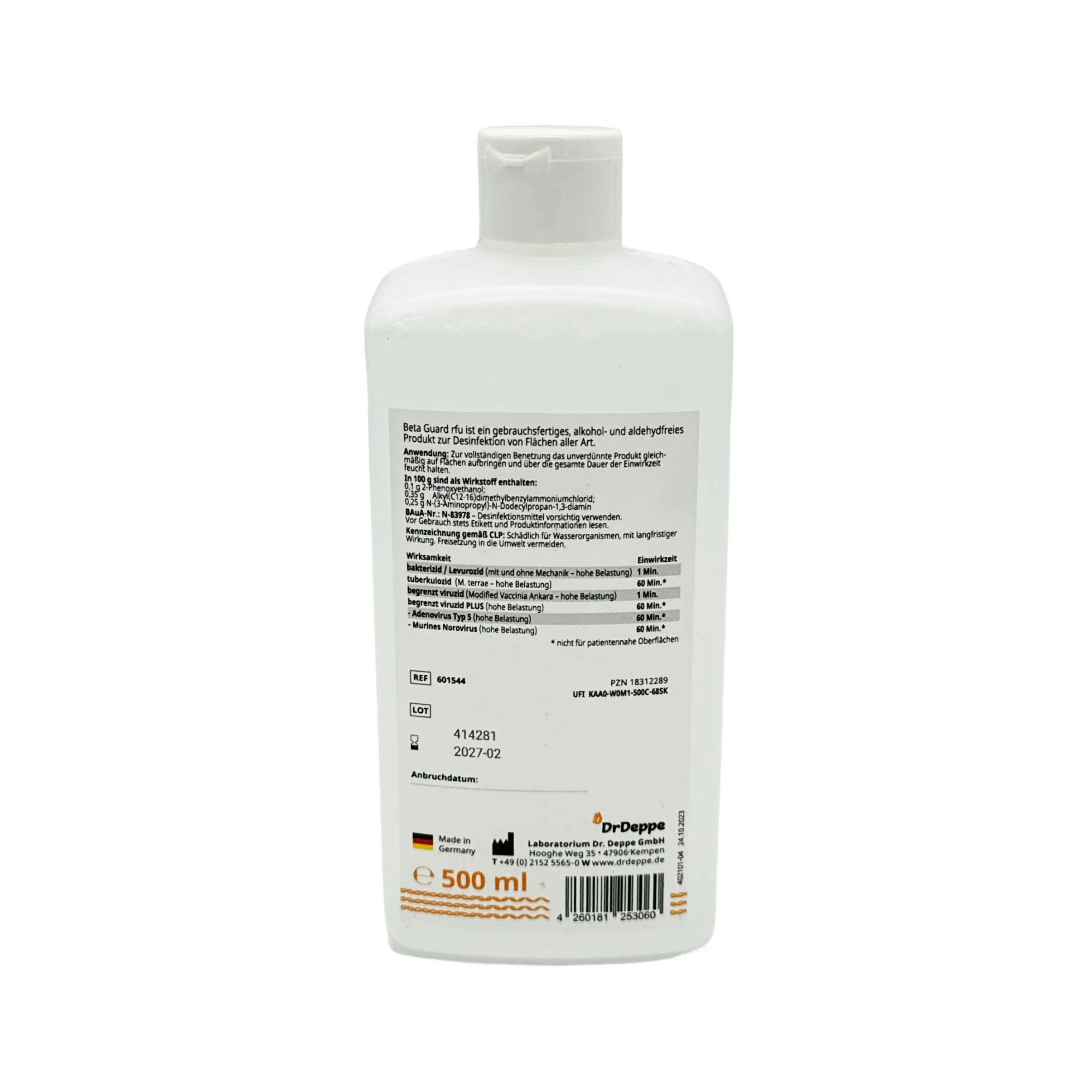 Dr.Deppe DrDeppe - Beta Guard rfu - Flächenschnelldesinfektion Oberflächen-Desinfektionsmittel (alkoholfrei)