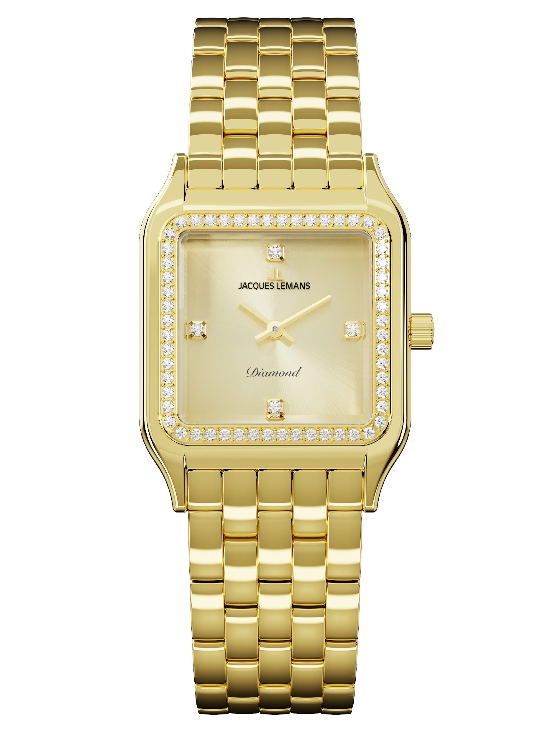 Jacques Lemans Quarzuhr Antwerpen Diamond D-15C, Armbanduhr, Damenuhr, Edelstahlarmband, Lab Grown
