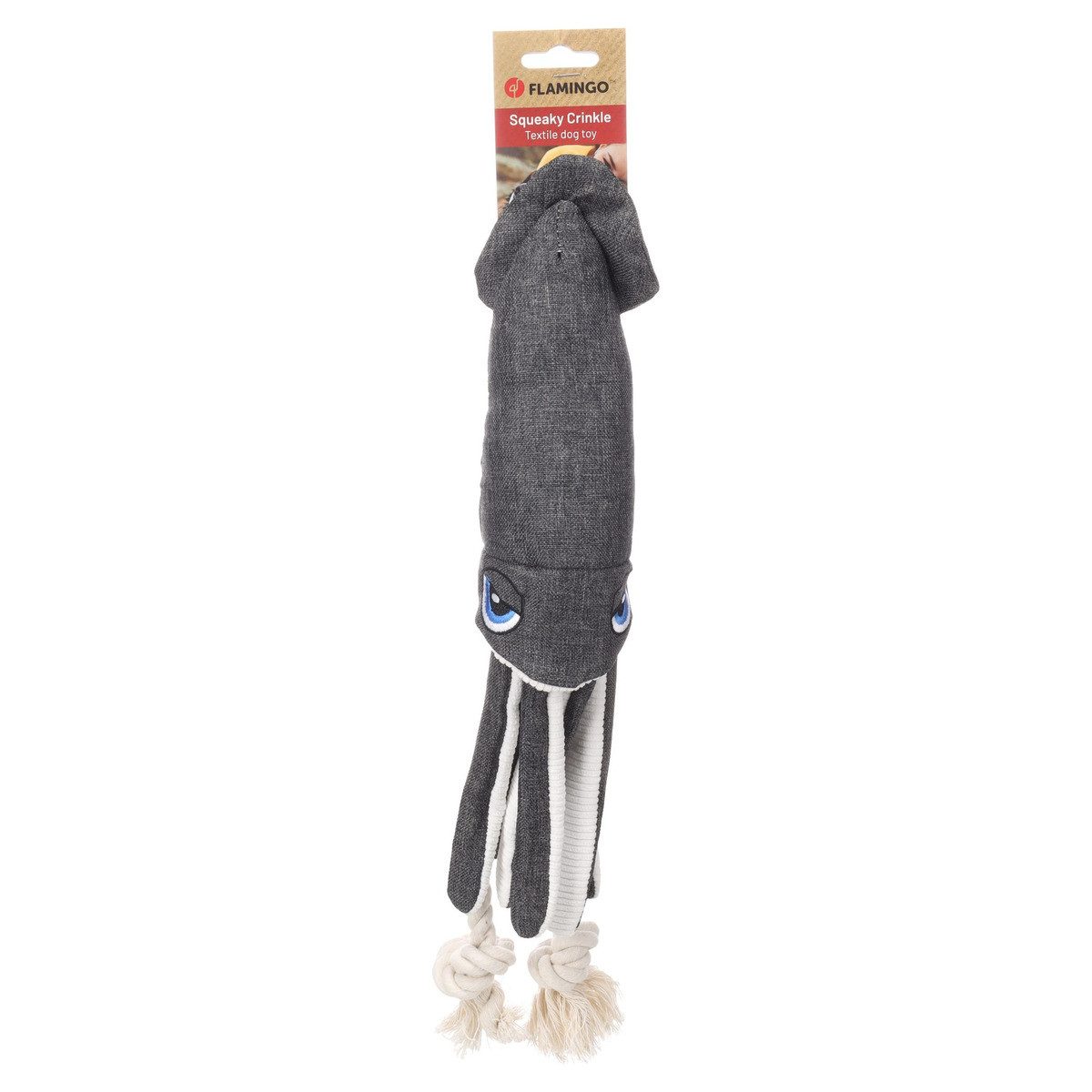 Flamingo Tierkuscheltier Hundespielzeug Flipper Tintenfisch grau