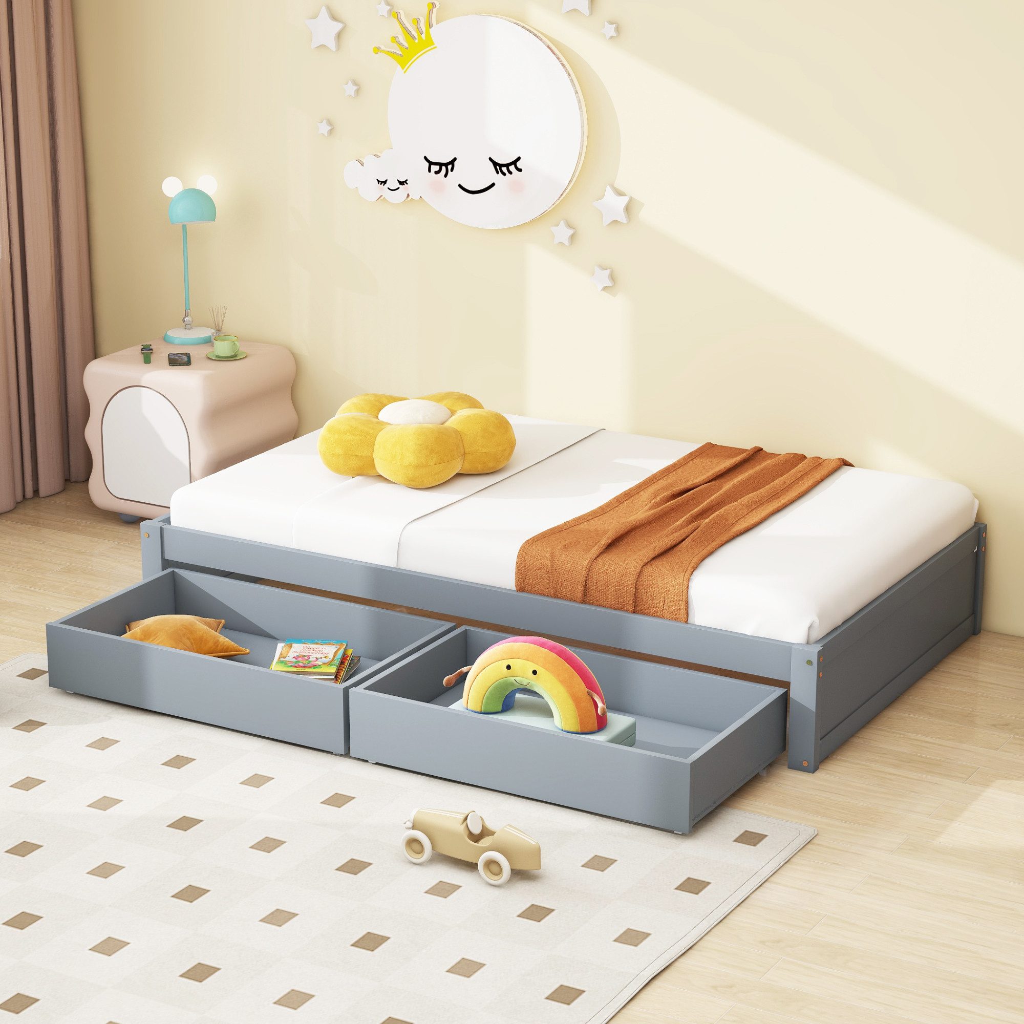 Flieks Kinderbett, Holzbett Einzelbett Bodenbett mit günstig online kaufen