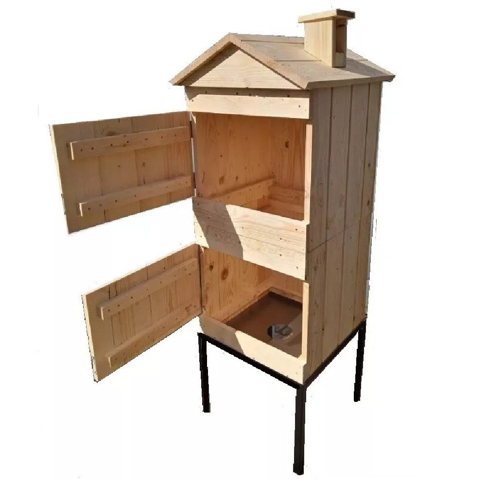 QLS Räucherofen 550x50x120 cm, Mit Kamin groß doppelt Fichteholz Garten Feuerkammer – Bild 5 von 5