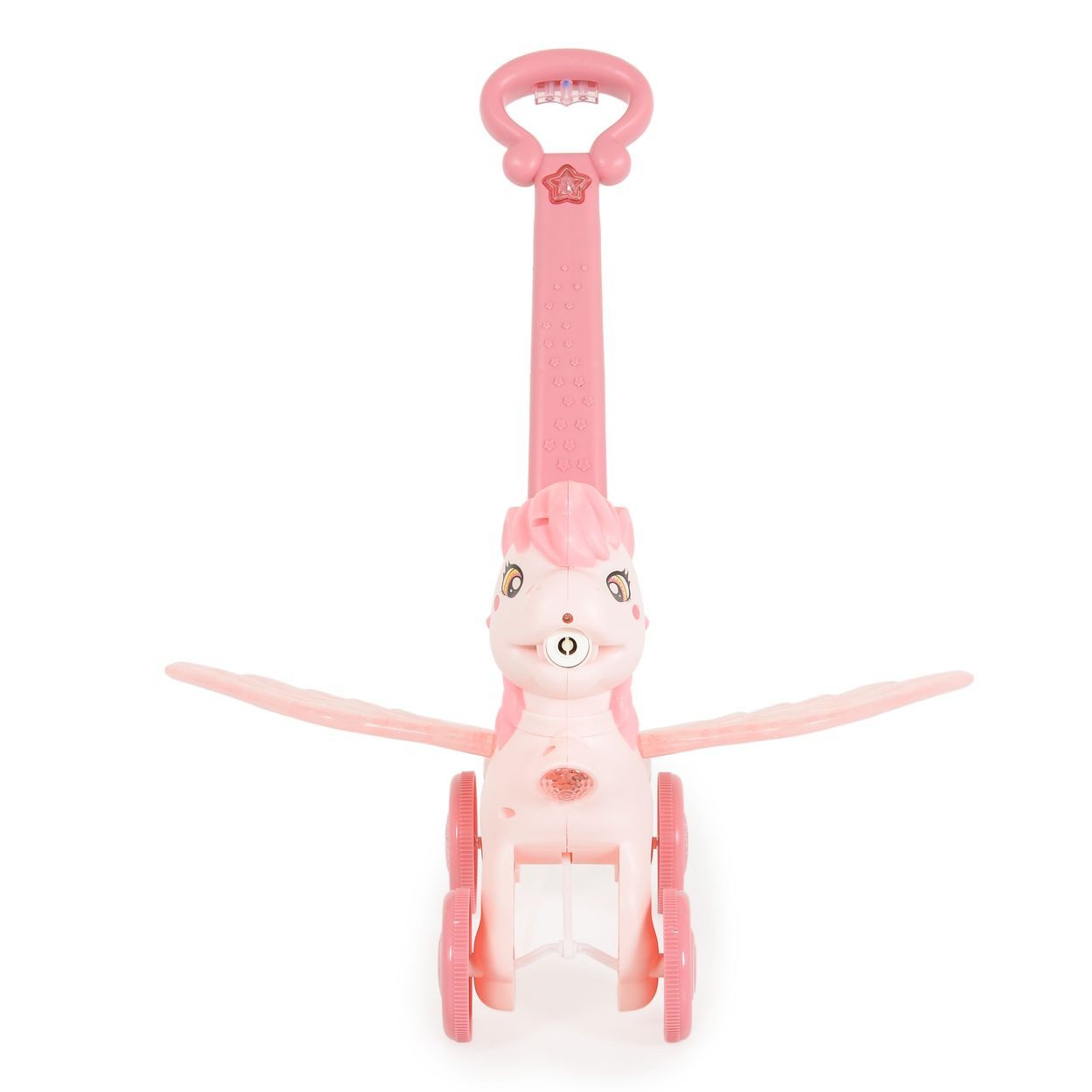 Moni Nachziehspielzeug Schiebespielzeug Pony Wings, Seifenblasen 40 cm, bewegliche Flügel, Musik