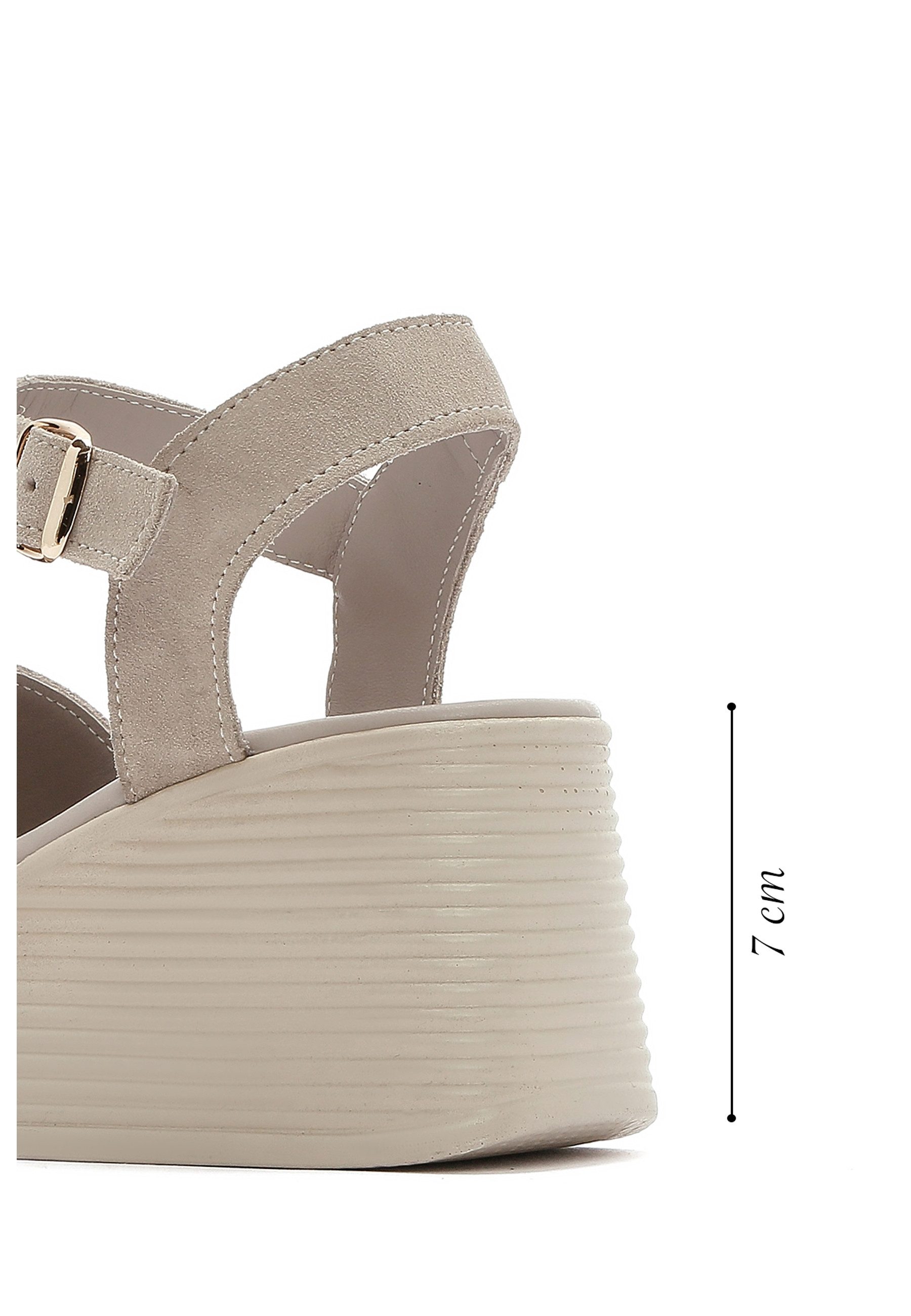 Derimod Keilsandalen aus Leder Mules Leder, TPU-Sohle, Textilfutter, Schnallenverschluss, Keilabsatz