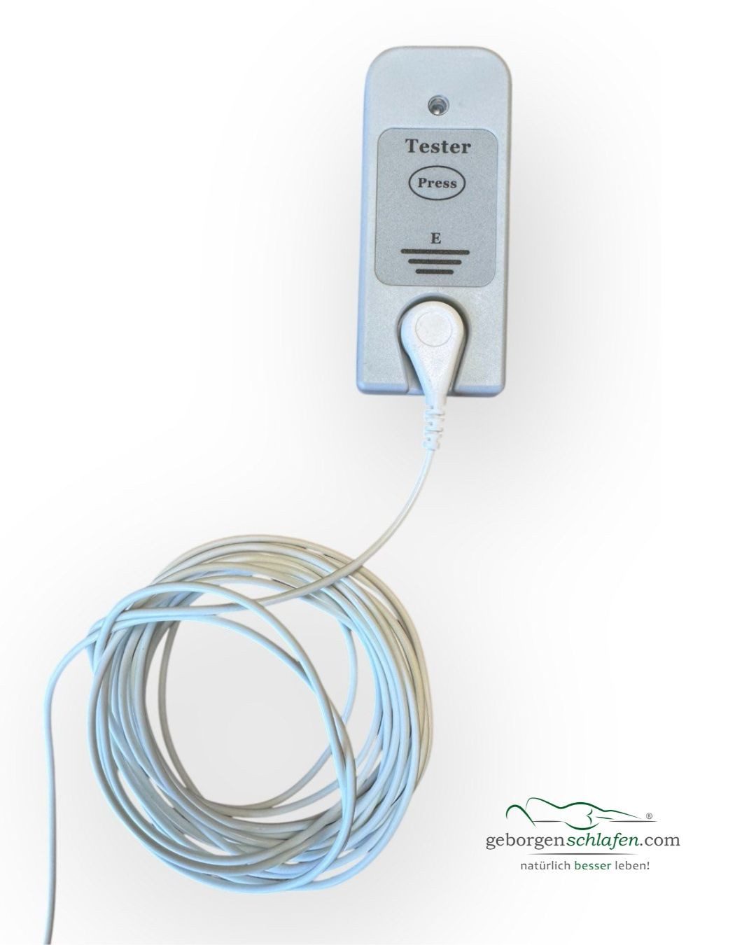 geborgenschlafen Spannungsprüfer Erdungstester Continuity Tester für Erdungssysteme inkl. Kabel, (1 St), Continuity Tester zur Prüfung von Erdungslaken und Erdungsmatten