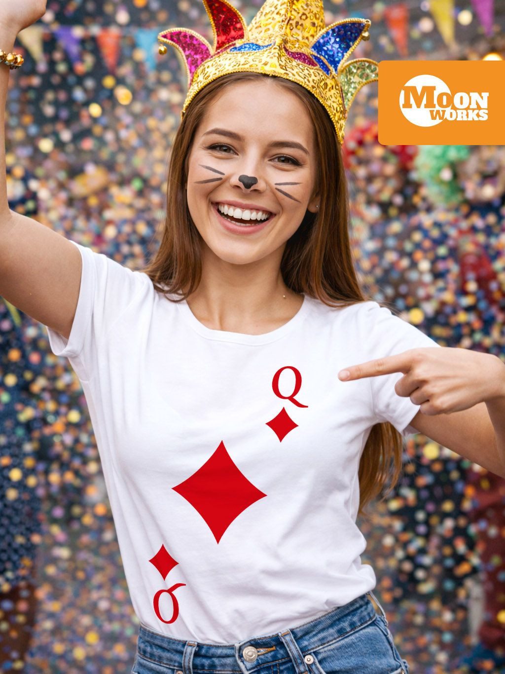 MoonWorks Print-Shirt Damen T-Shirt Kartenspiel Kostüm Spielkarten Gruppenk günstig online kaufen