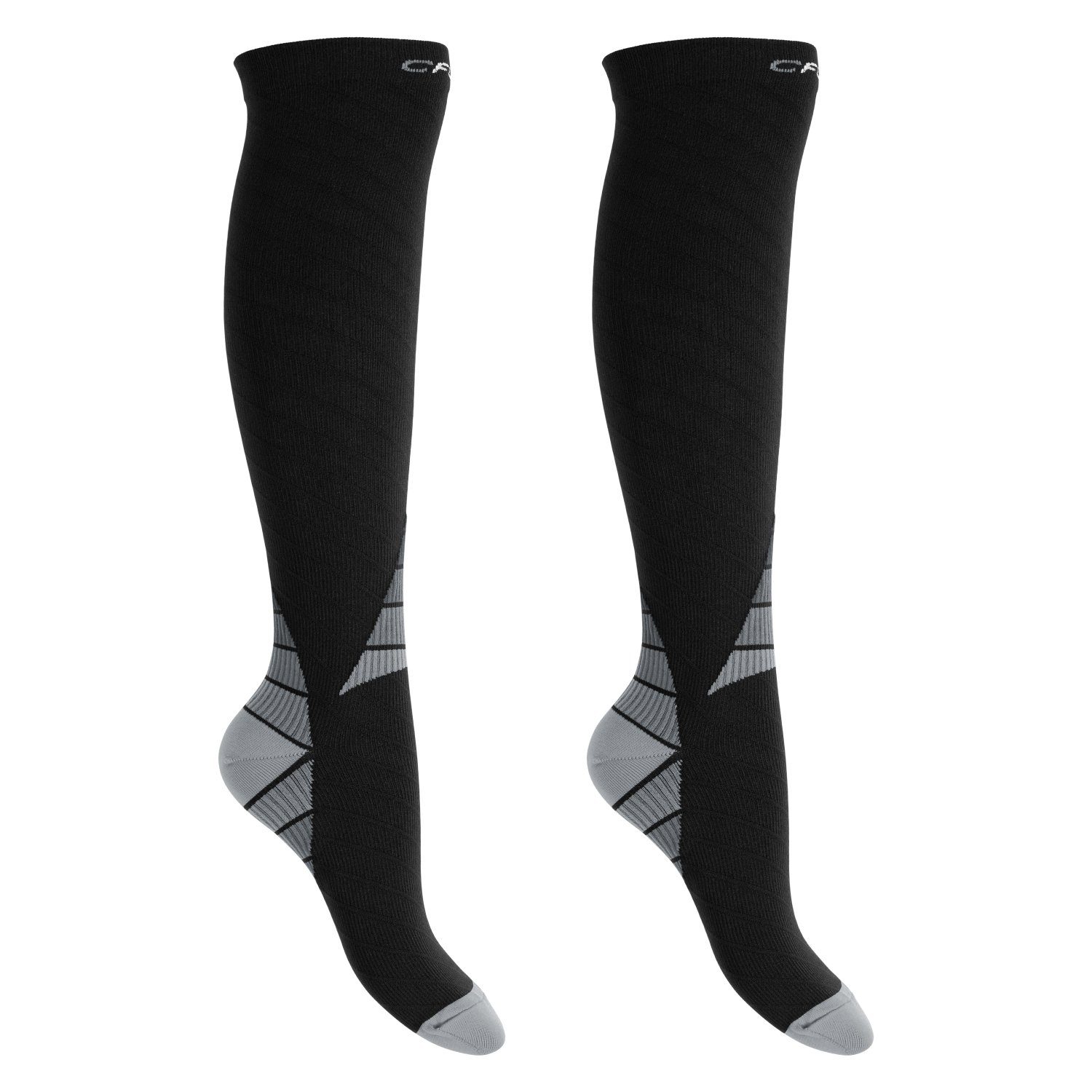 CFLEX Kompressionsstrümpfe Sport Strümpfe Damen/Herren (1/2 Paar) Kompressions Kniestrümpfe 2x Schwarz / Grau