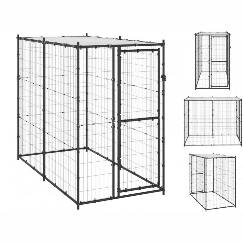 vidaXL Hundezwinger Outdoor-Hundezwinger Stahl mit Überdachung 110x220x180 cm