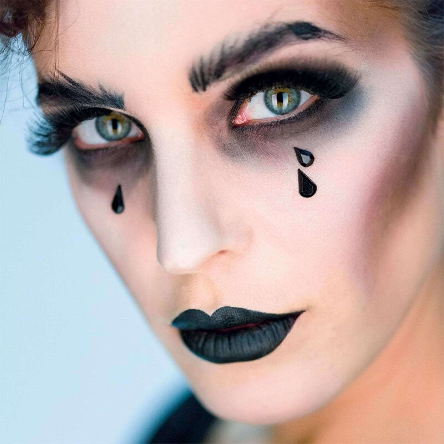 jofrika Theaterschminke Sticker in Tropfenform 'Black Tears', Schwarz