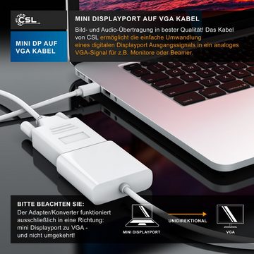 CSL Audio- & Video-Kabel, Mini Displayport, VGA, (500 cm), miniDP Monitor Adapter Kabel / Thunderbolt 1 & 2 kompatibel - 5m