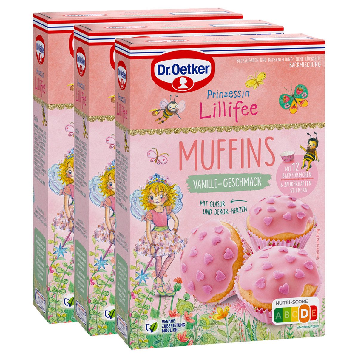 Dr. Oetker Küchenhelfer Backmischung, Dr. Oetker Prinzessin Lillifee Muffins Backmischung 397g 3er Pack