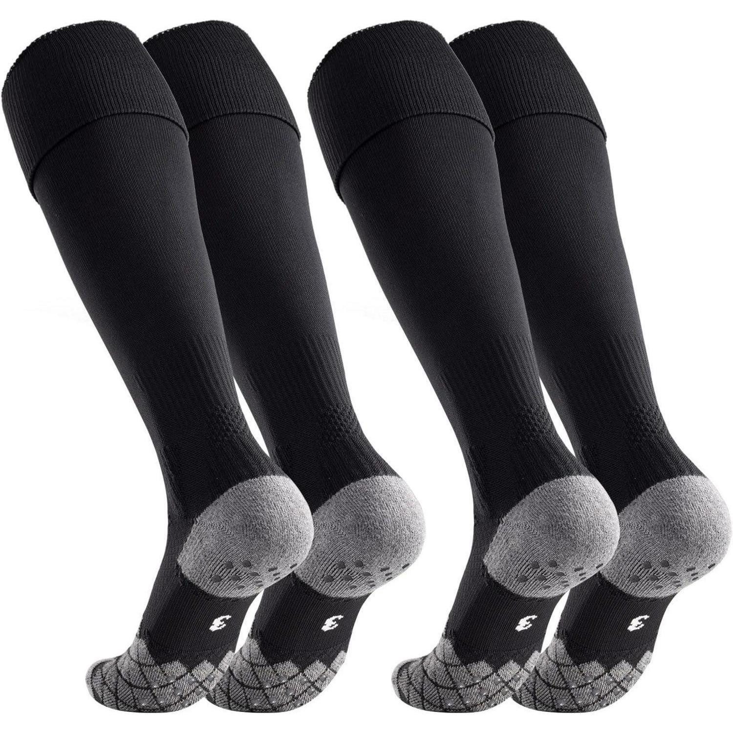 LuxusKollektion Fußballstutzen Fußballsocken Stutzen Herren Kinder Schwarz mit Noppen 2 Paar 39-42