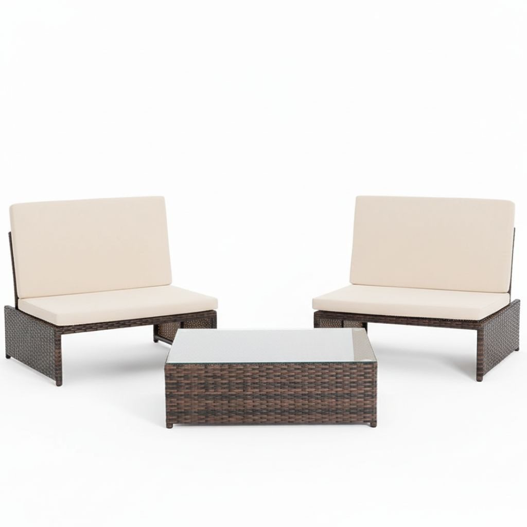 Mucola Balkonset Balkon-Sitzset 3-teilig aus Polyrattan – kompakt für Balkon & Terrasse, (Sitzgruppe, 3-tlg., 3-teiliges Sitzset bestehend aus 2 Sesseln und 1 Tisch), Kompakte Bauweise für Balkon und kleine Terrassen. Reduzierter Preis € 156,80. Unverbindliche Preisempfehlung € 295,90, (€ 156,80 pro 1 Stk)