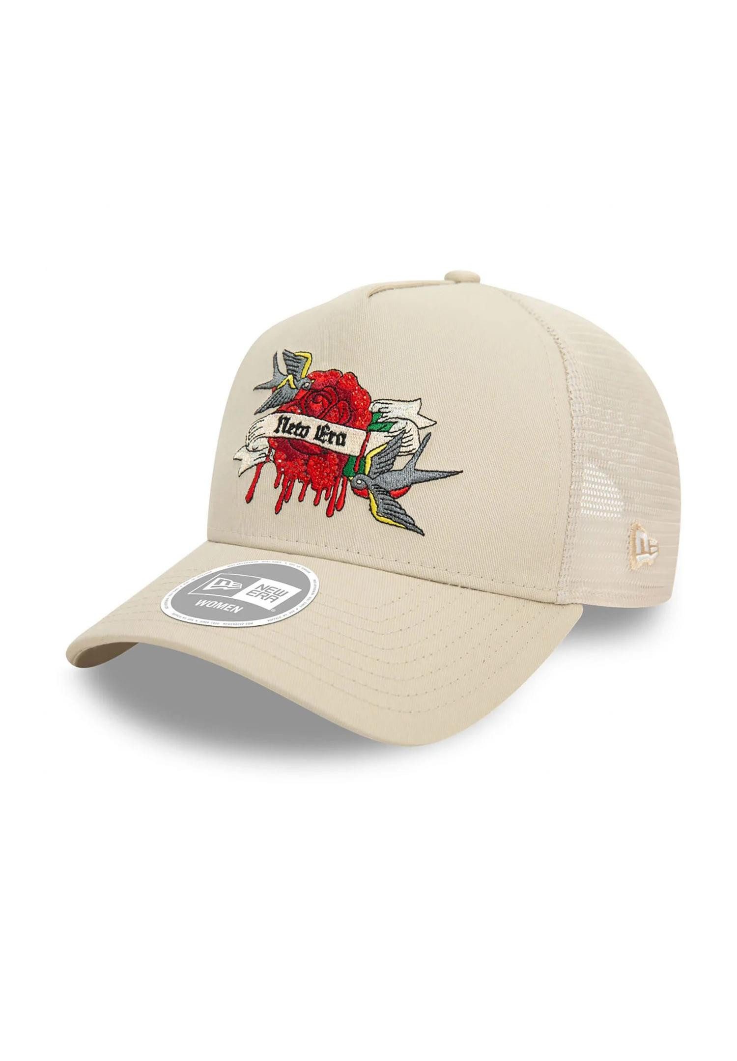 Baseball Cap Tattoo Graphic Beige Verstellbare A-Frame Damen Trucker Cap New Era