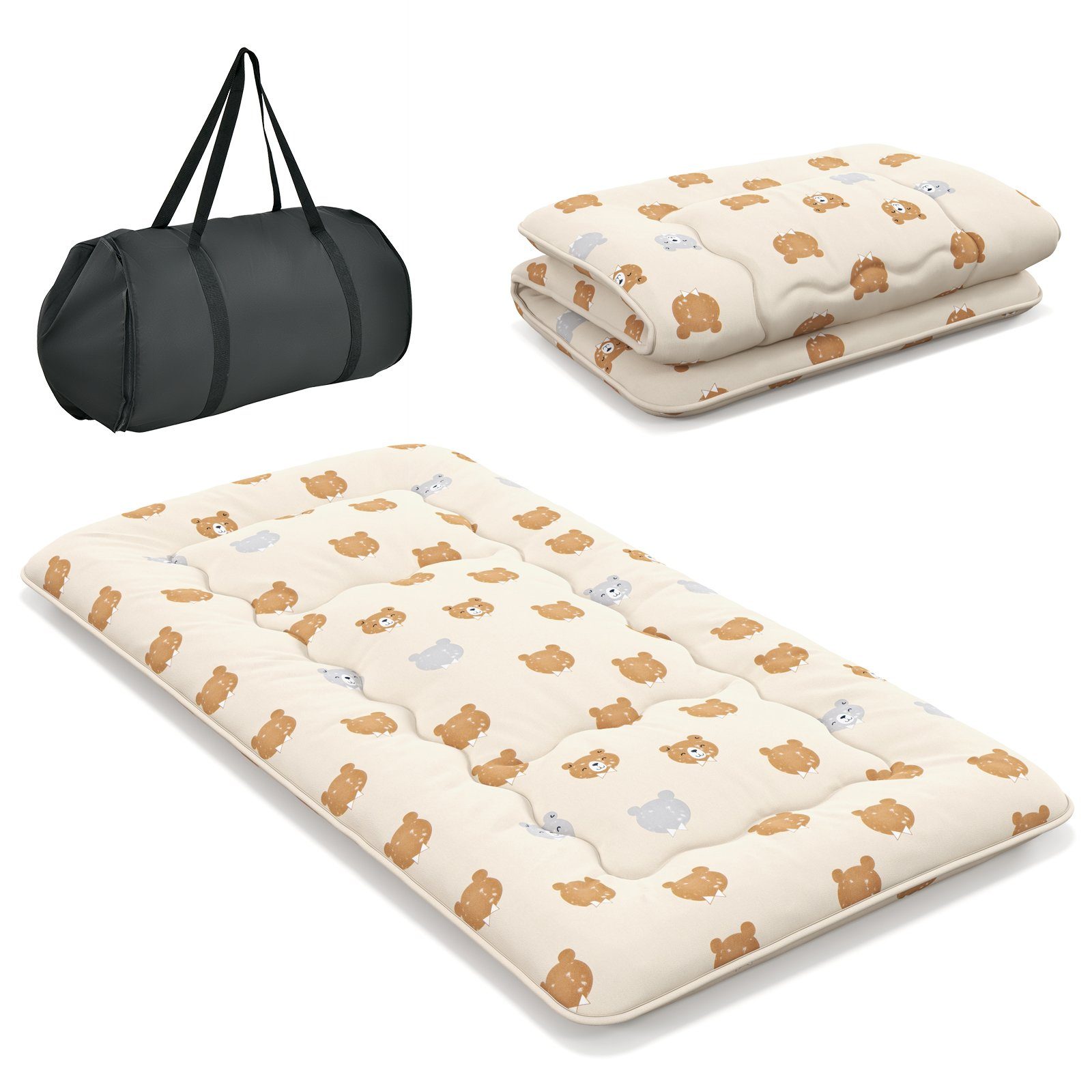 Futonmatratze, COSTWAY, 10 cm hoch, Tatami-Matratze, klappbar, mit Tragetasche, 90 x 200 cm
