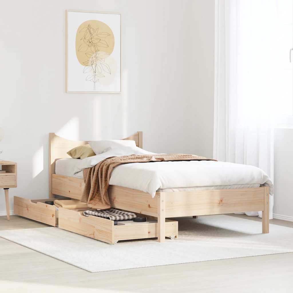 vidaXL Bett Massivholzbett mit Schubladen 75x190 günstig online kaufen