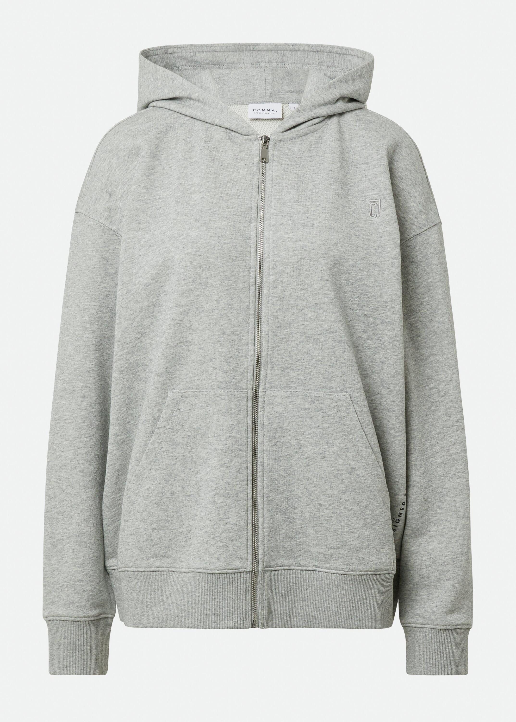 comma Sweatjacke Sweatshirt Oversized Sweatjacke mit Kapuze