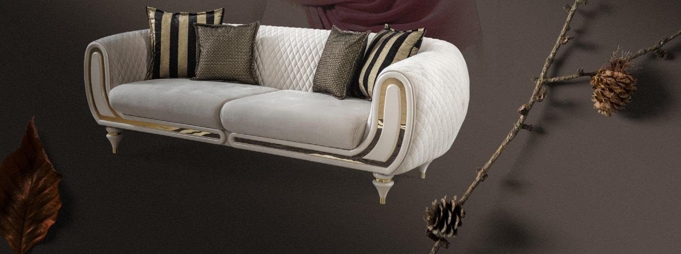 Sofa Sofas Stil Dreisitzer JVmoebel Textil Sofa italienischer Möbel Polster Luxus Weiß