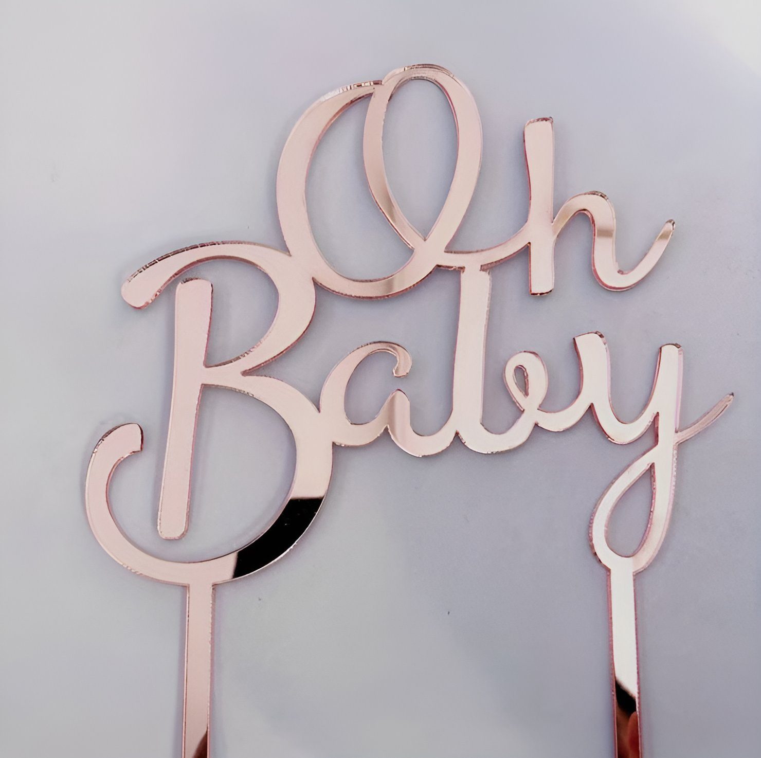 Festivalartikel Tortenstecker Baby Shower Cake Topper Oh Baby Happy Birthday Rosegold Acryl