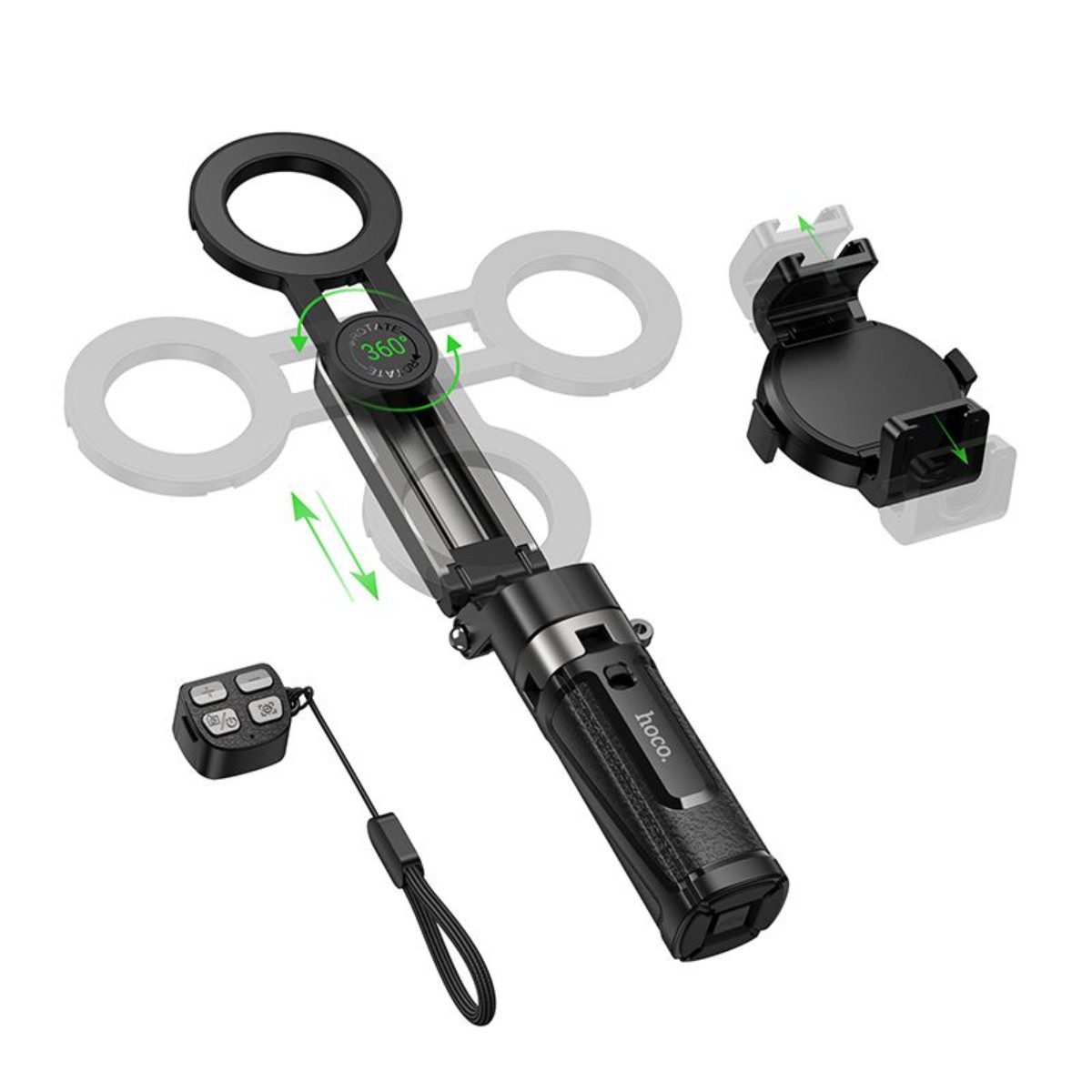 hoco. Selfie-Stick K27 PRO, Magnetische Halterung mit Bluetooth Fernbedienung für ruhige Aufnahmen