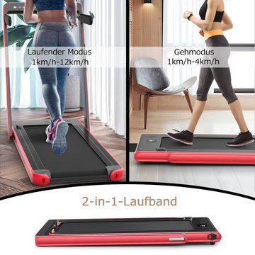 COSTWAY Laufband 2 in 1 klappbar Heimtrainer, LED, mit APP, 1 - 12 km/h