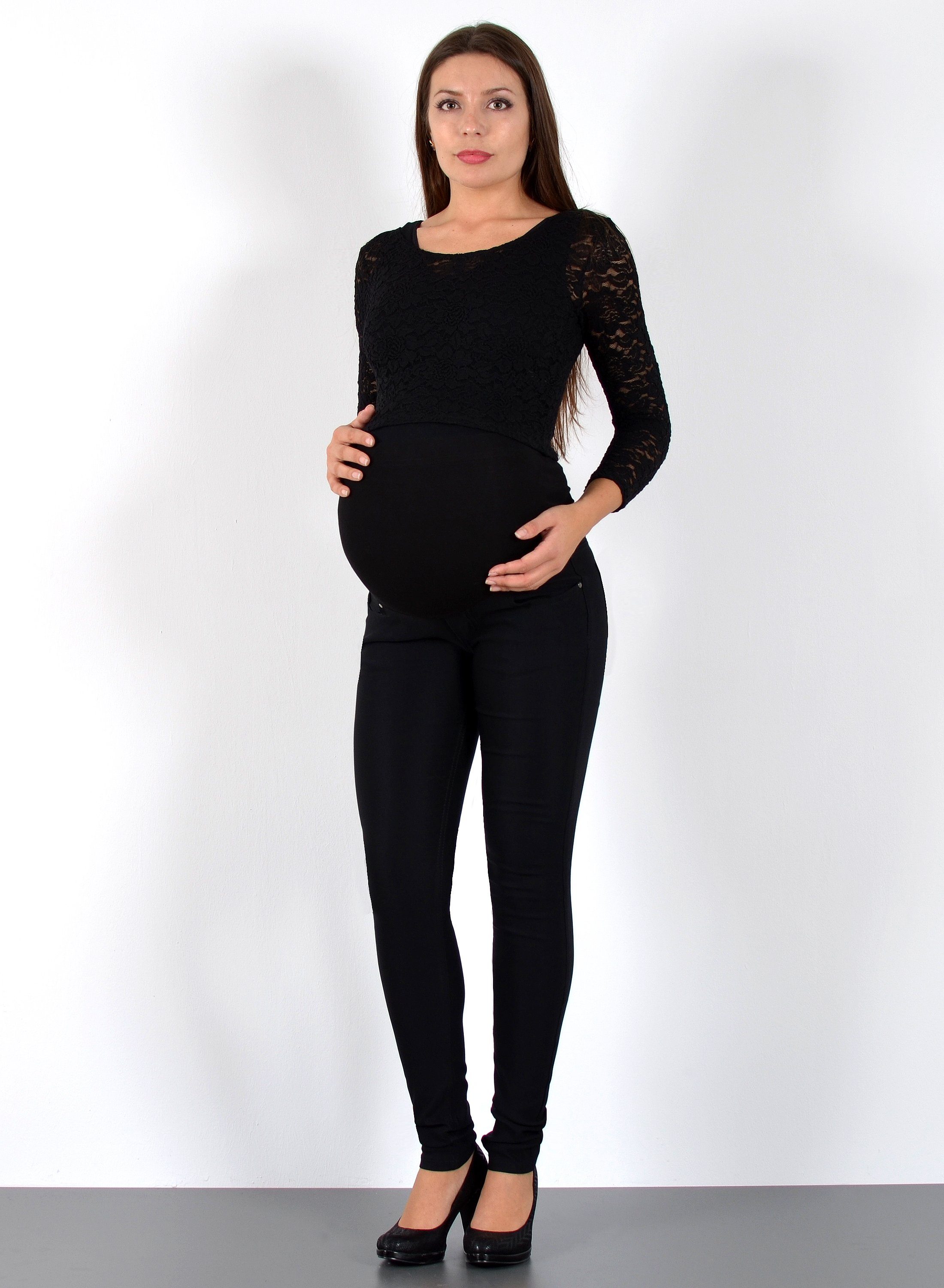 Umstandsjeans Skinny Fit Schwangerschaftshose mit elastischem Bund J530