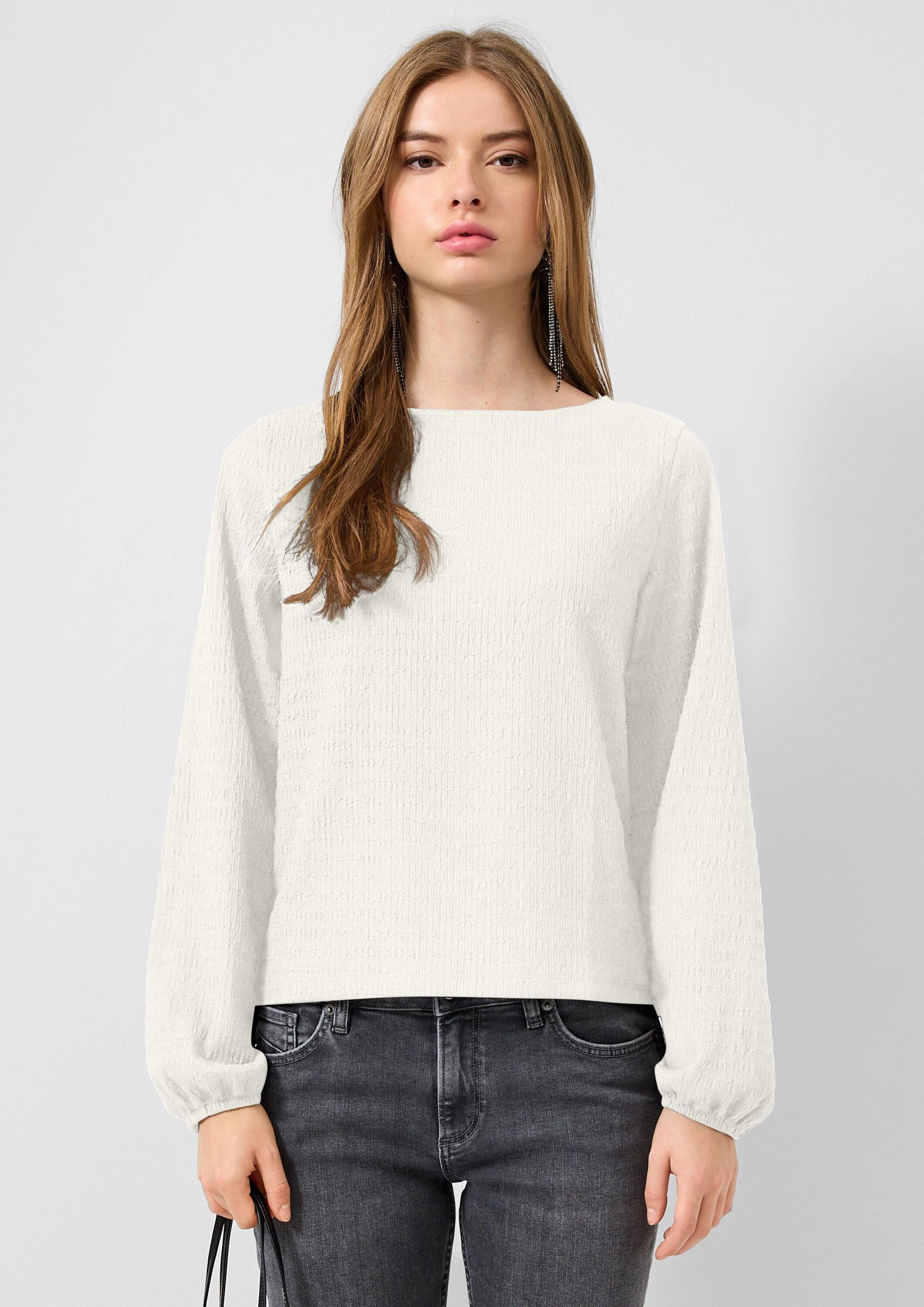 QS Langarmshirt T-Shirt Shirt aus strukturierter Ware