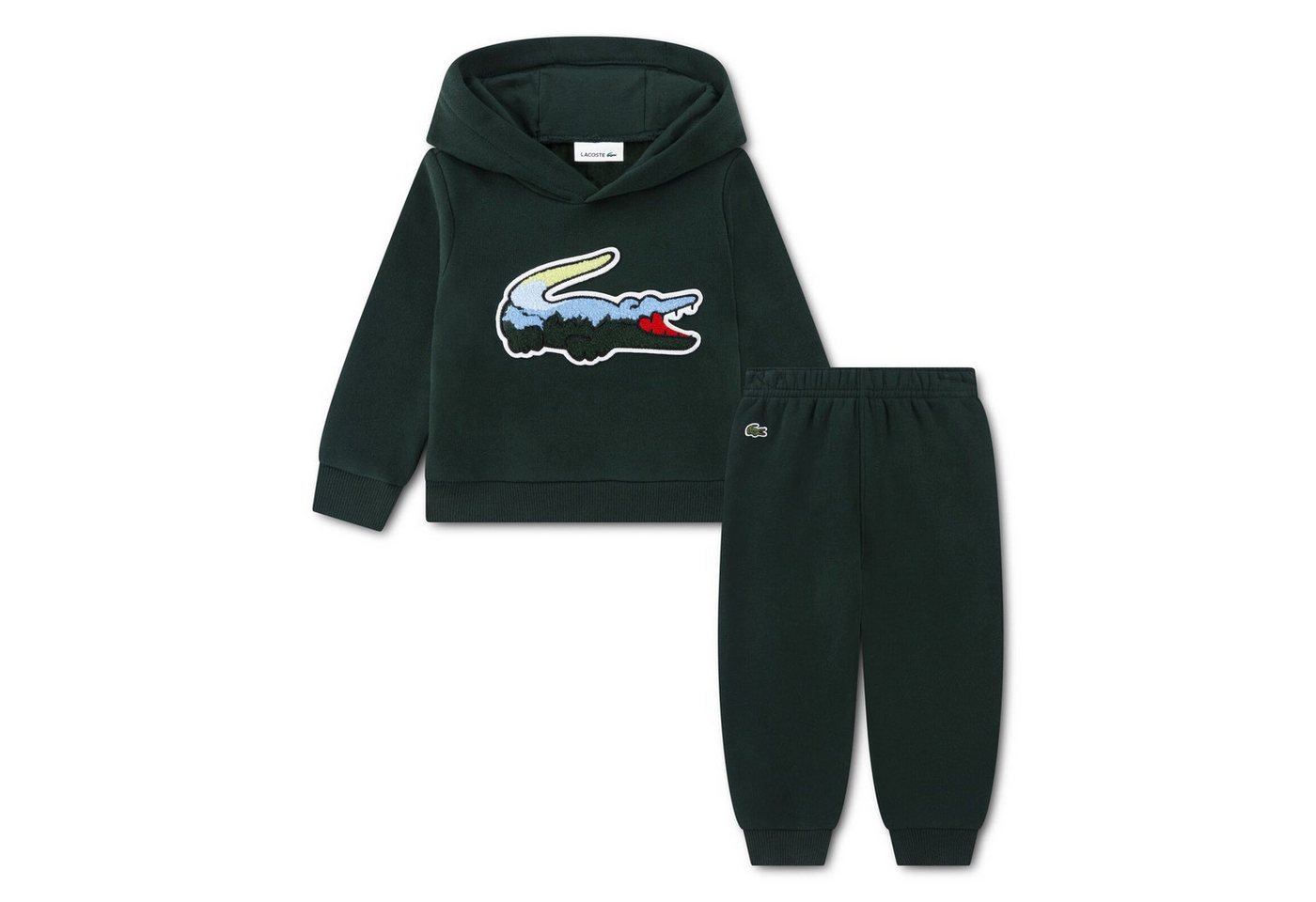 Lacoste Jogginganzug Lacoste Baby Fleece Set Forest Green mit Krokodil grün 2 Teiler