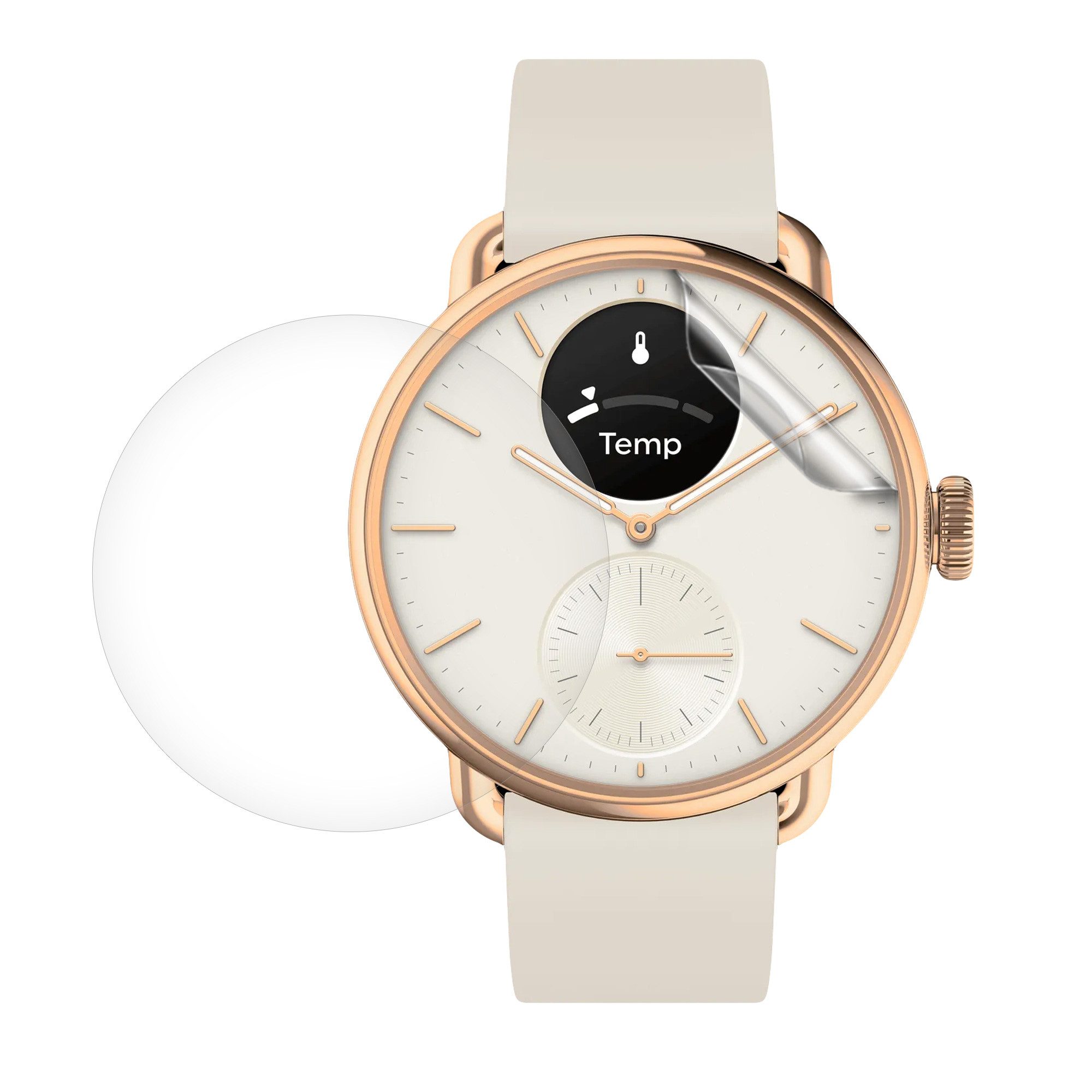 kwmobile 3x Transparente Displayschutzfolie für Withings Scanwatch 2 38mm Smartwatch, 3-tlg., Schutzfolie für Fitness Tracker Displayschutz