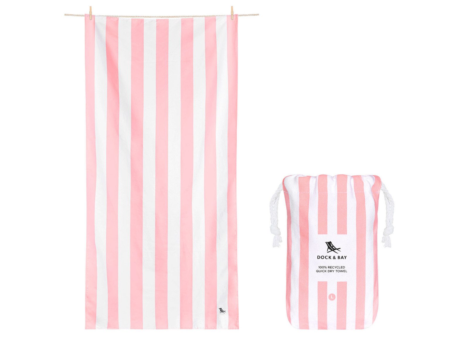 Dock & Bay LTD c/o Strandtuch Beach Towel L Malibu Pink 160x90cm, Polyester (TOWLB-CAB-LG-LTPNK-R)