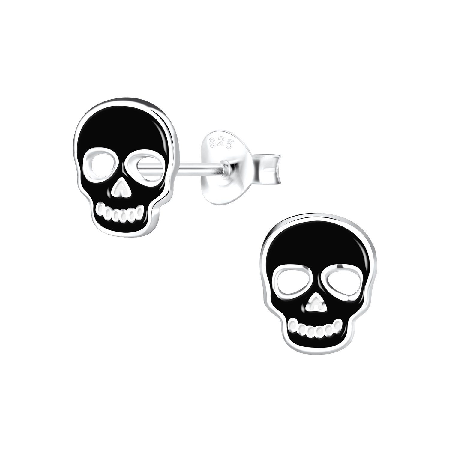 ALEXANDER YORK Paar Ohrstecker TOTENKOPF schwarz, 2-tlg., 925 Sterling Silber