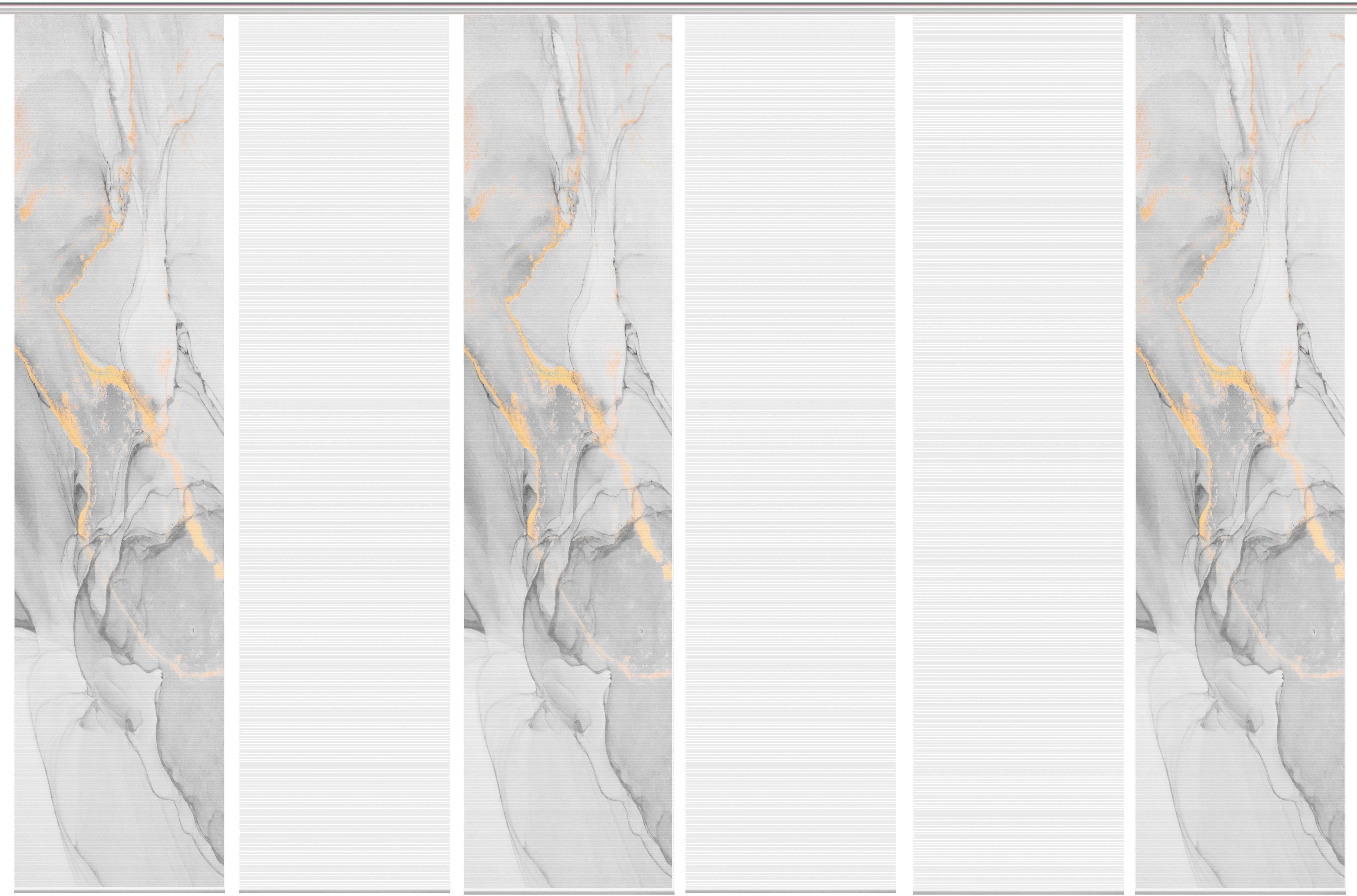 Schiebegardine Bambus-Optik, Vision Digital MARMOSA SET, goldfarben/grau bedruckt blickdicht, St), (6 S, Paneelwagen 6er