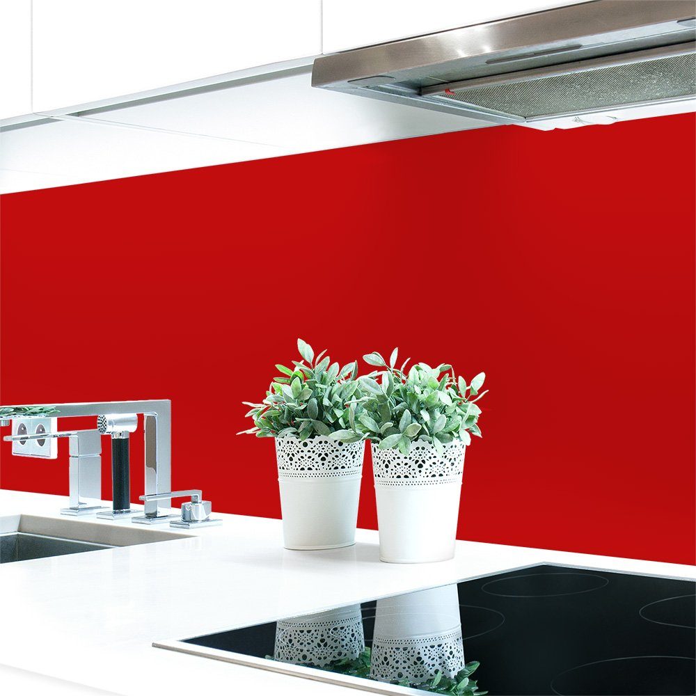 Feuerrot 0,4 selbstklebend Küchenrückwand 3000 Rottöne mm Küchenrückwand RAL Hart-PVC ~ Premium DRUCK-EXPERT Unifarben