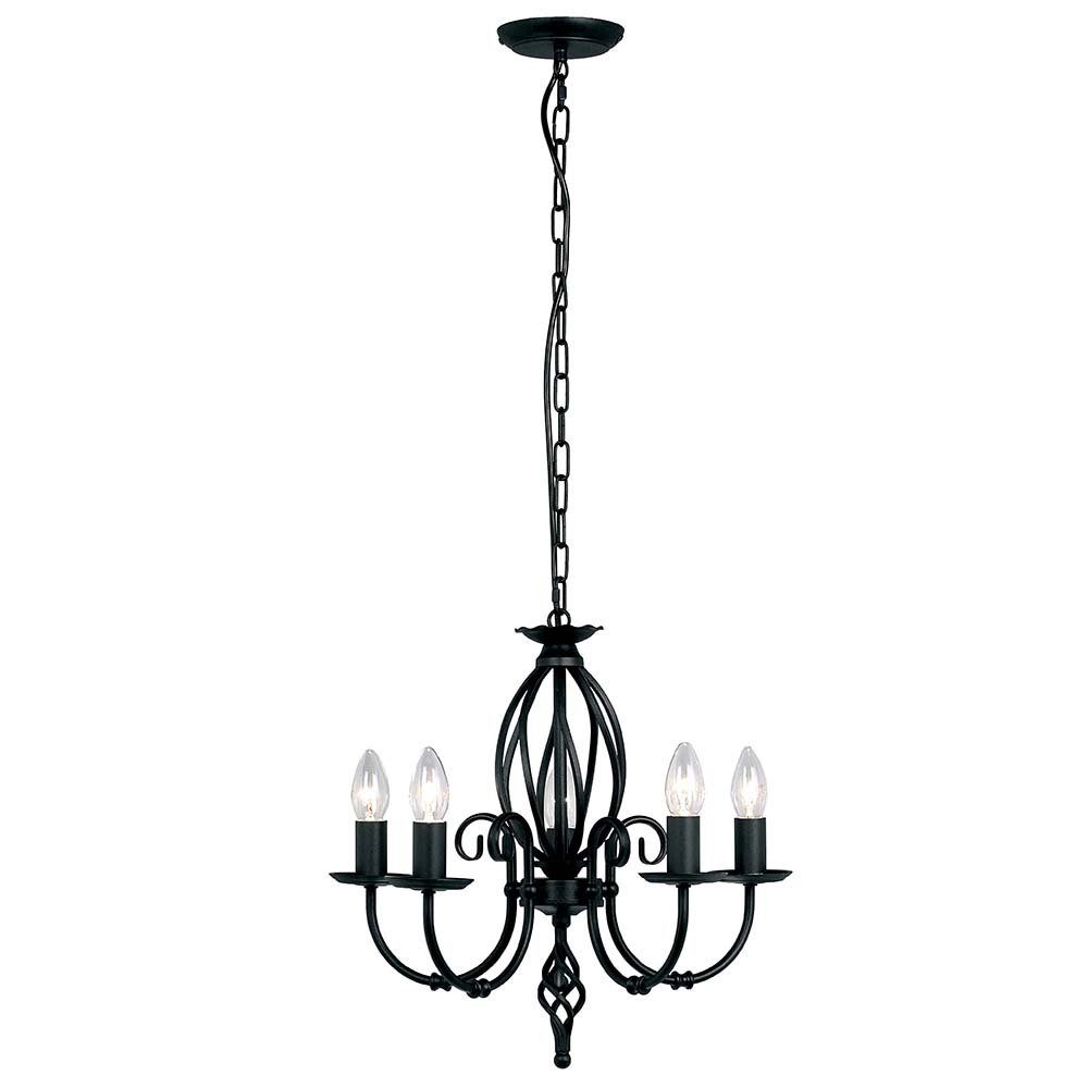 Elstead LIGHTING Люстры, Leuchtmittel nicht inklusive, Люстры Hängelampe Deckenleuchte Stahl Schwarz D 47 cm 5 Flammig