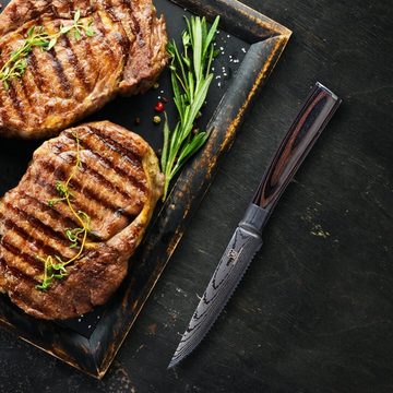 Küchenkompane Messer-Set Steak-Messerset Premium - handgeschmiedete Steak Messer (4-tlg)