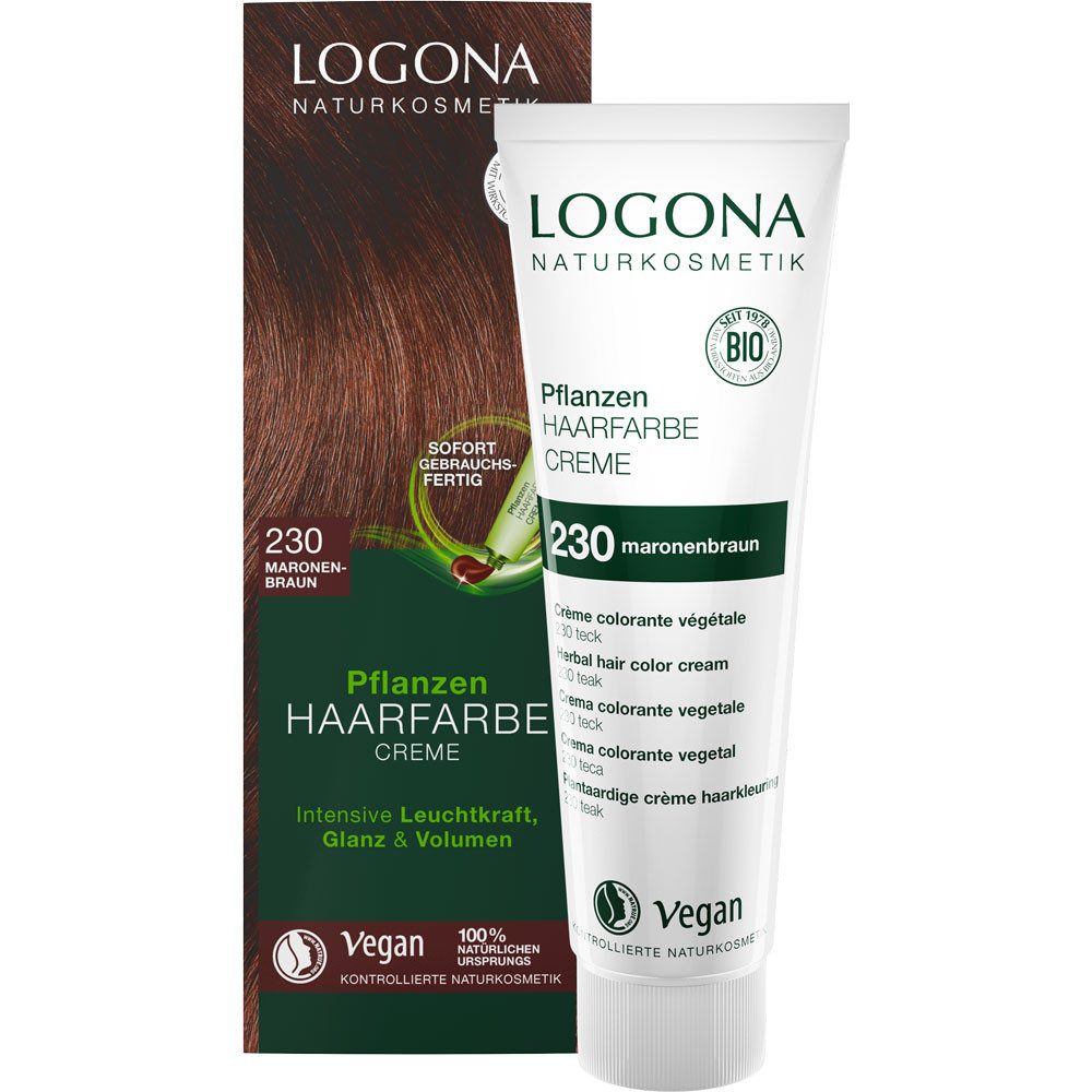 LOGONA Haarfarbe Pflanzen Creme maronenbraun, Braun, 150 ml