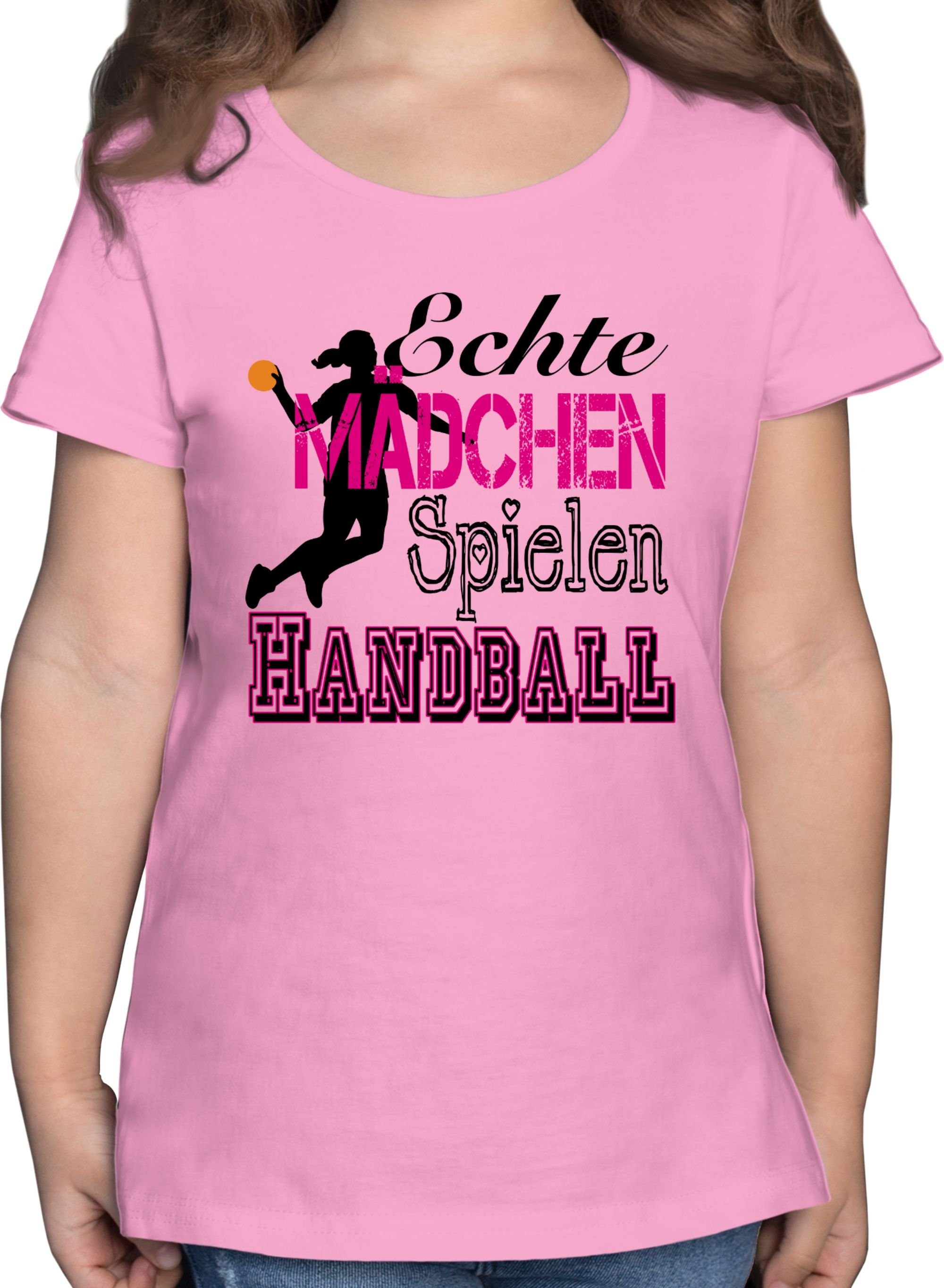 Shirtracer T-Shirt Echte Mädchen Spielen Handball Kinder Sport Kleidung 1 Rosa