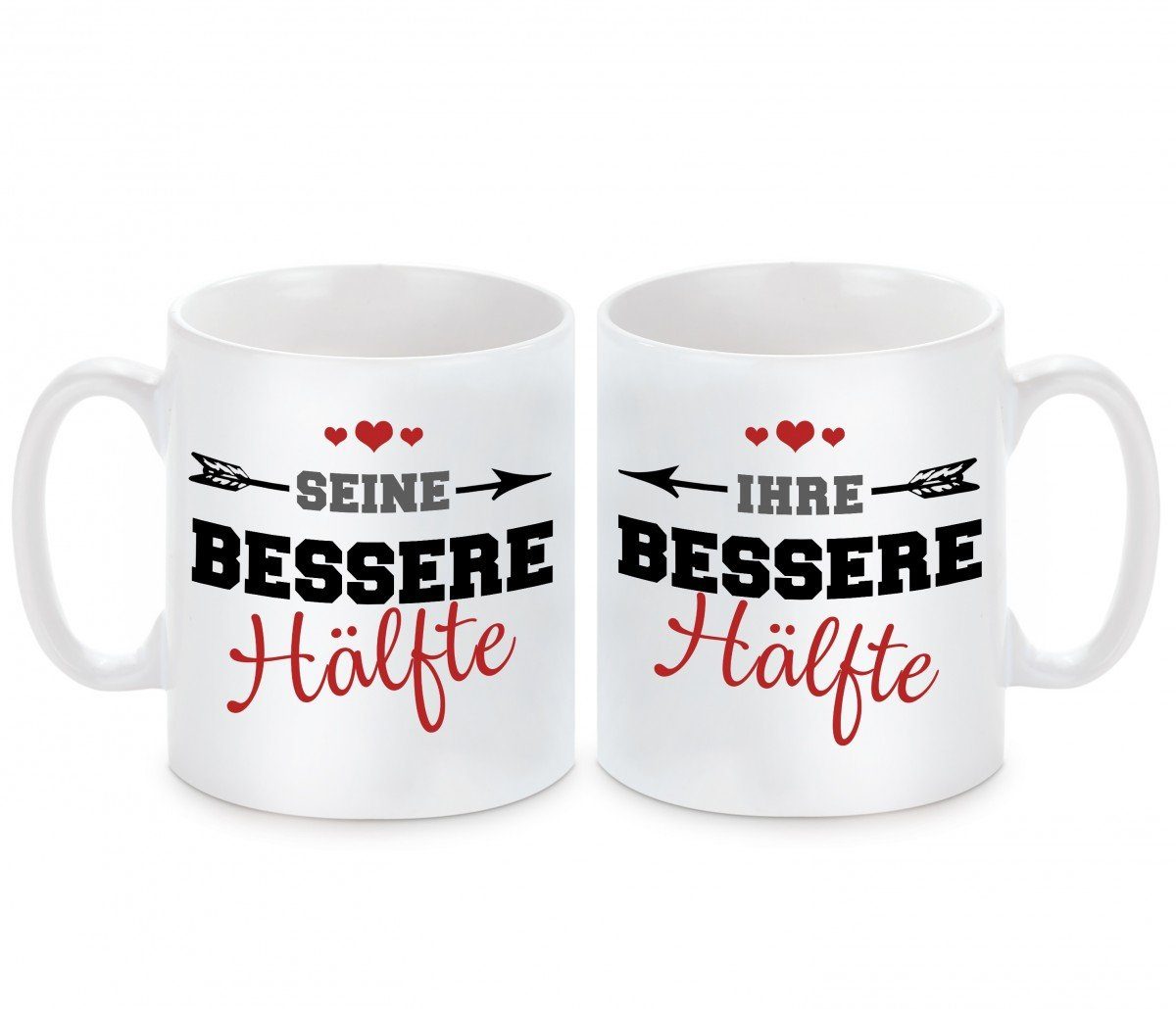 Tasse Kaffeebecher 2er Set mit Motiv Seine, Ihre bessere Hälfte