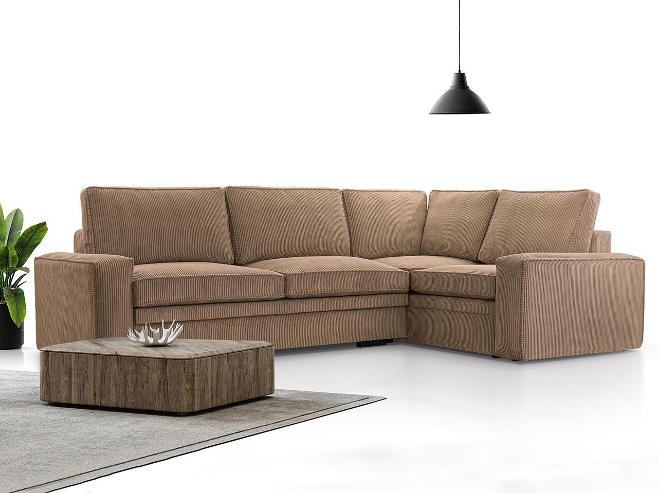 MKS MÖBEL Ecksofa ALTEA, zum Wohnzimmer mit Schlaffunktion und Bettkasten, L - Form Couch Braun Lincoln