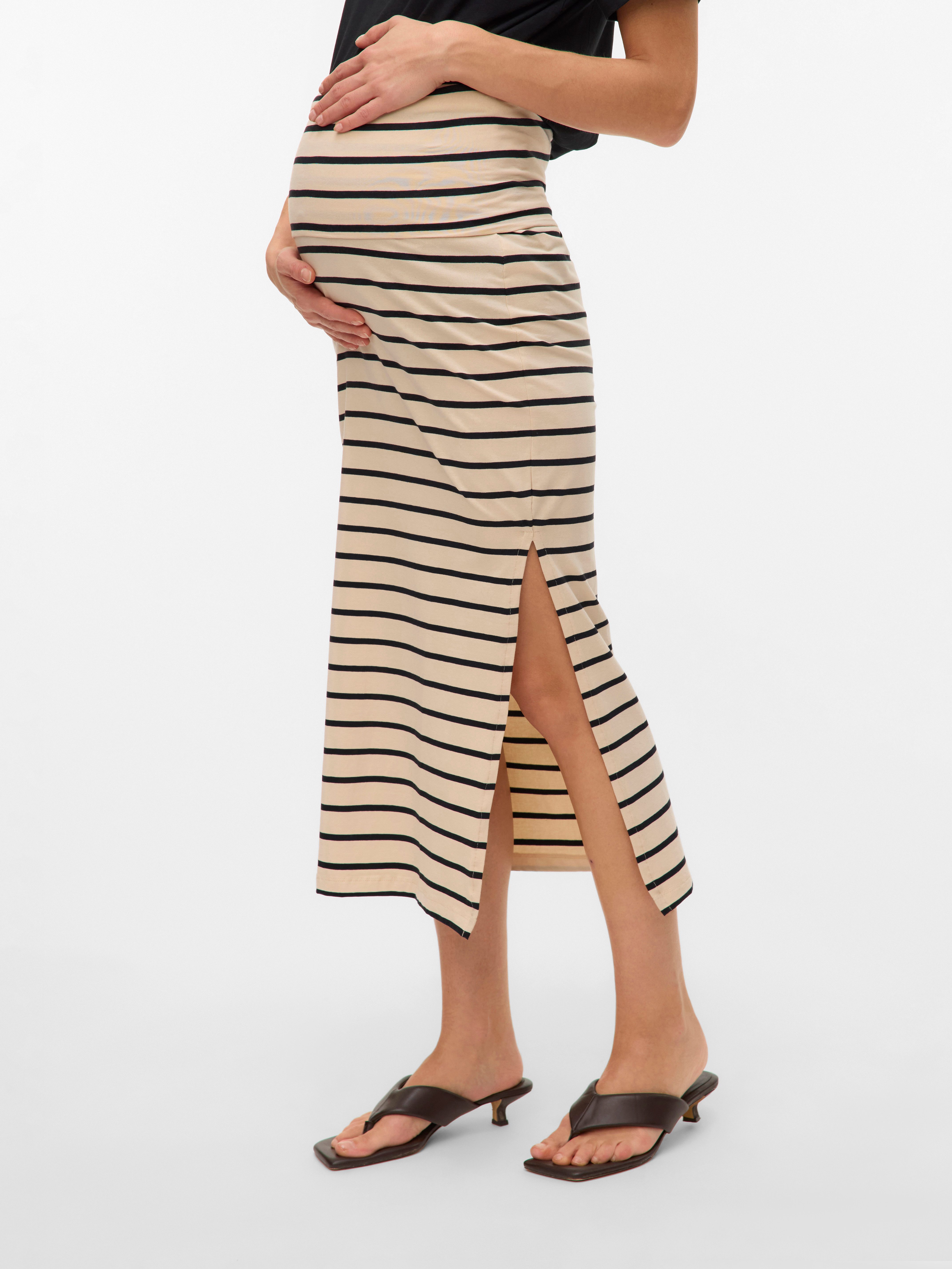 Mamalicious Umstandsrock MLEVA YD JRS MAXI SKIRT NOOS aus Baumwollmischung, mit elastischer Passform, knöchelfrei